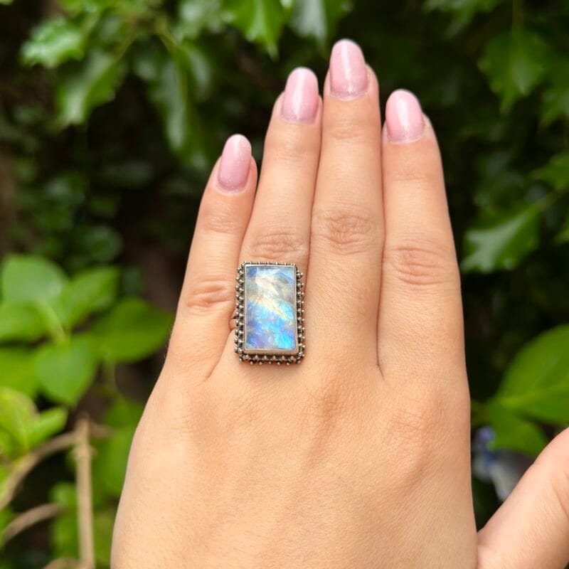 Rainbow Moonstone Ring