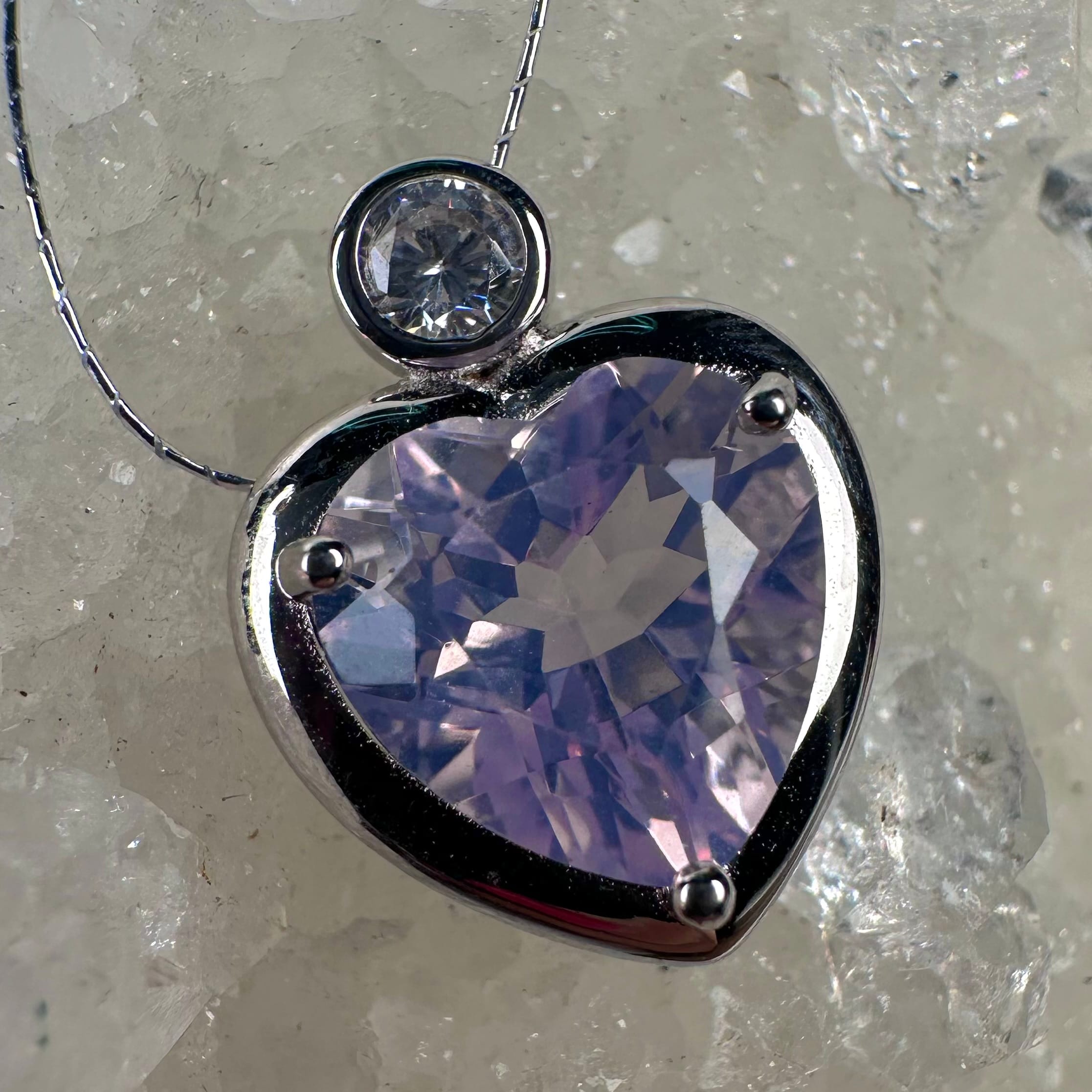 Dainty Lavender Moon Heart Pendant