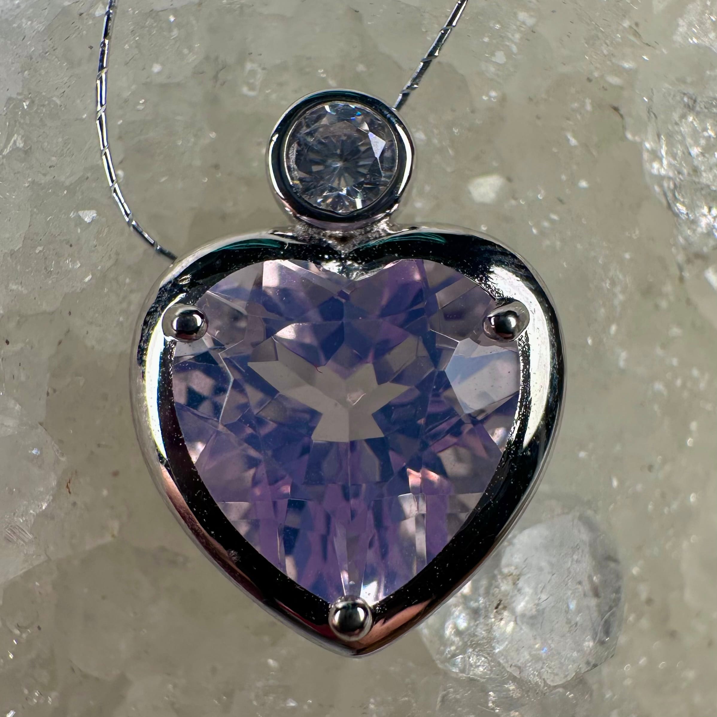 Dainty Lavender Moon Heart Pendant - Image 2