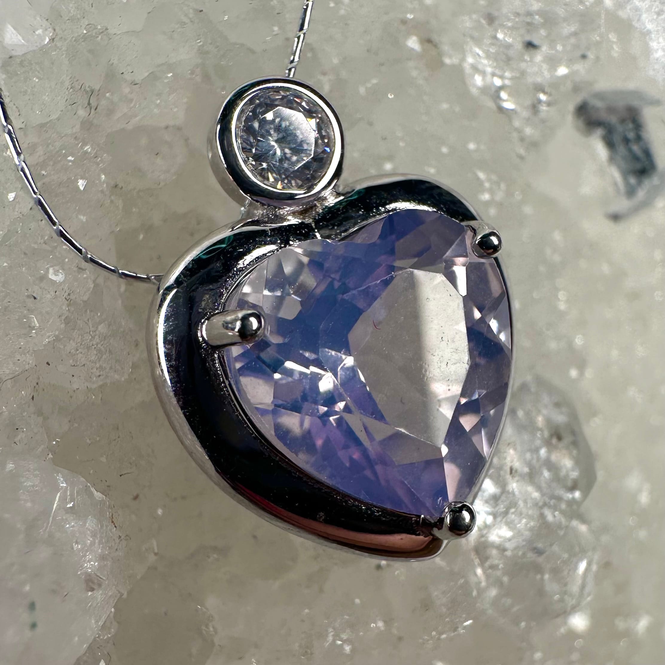 Dainty Lavender Moon Heart Pendant - Image 3