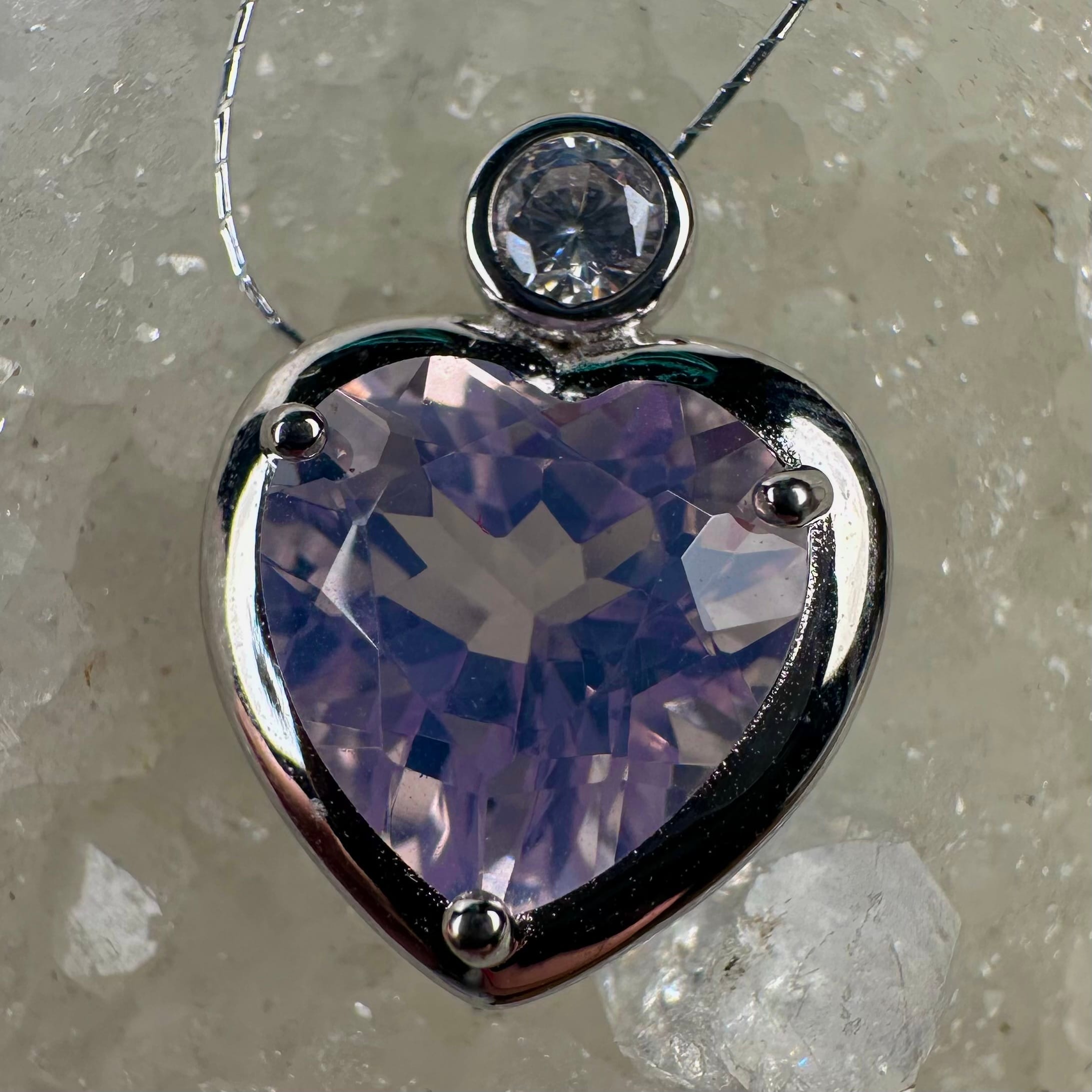 Dainty Lavender Moon Heart Pendant - Image 4