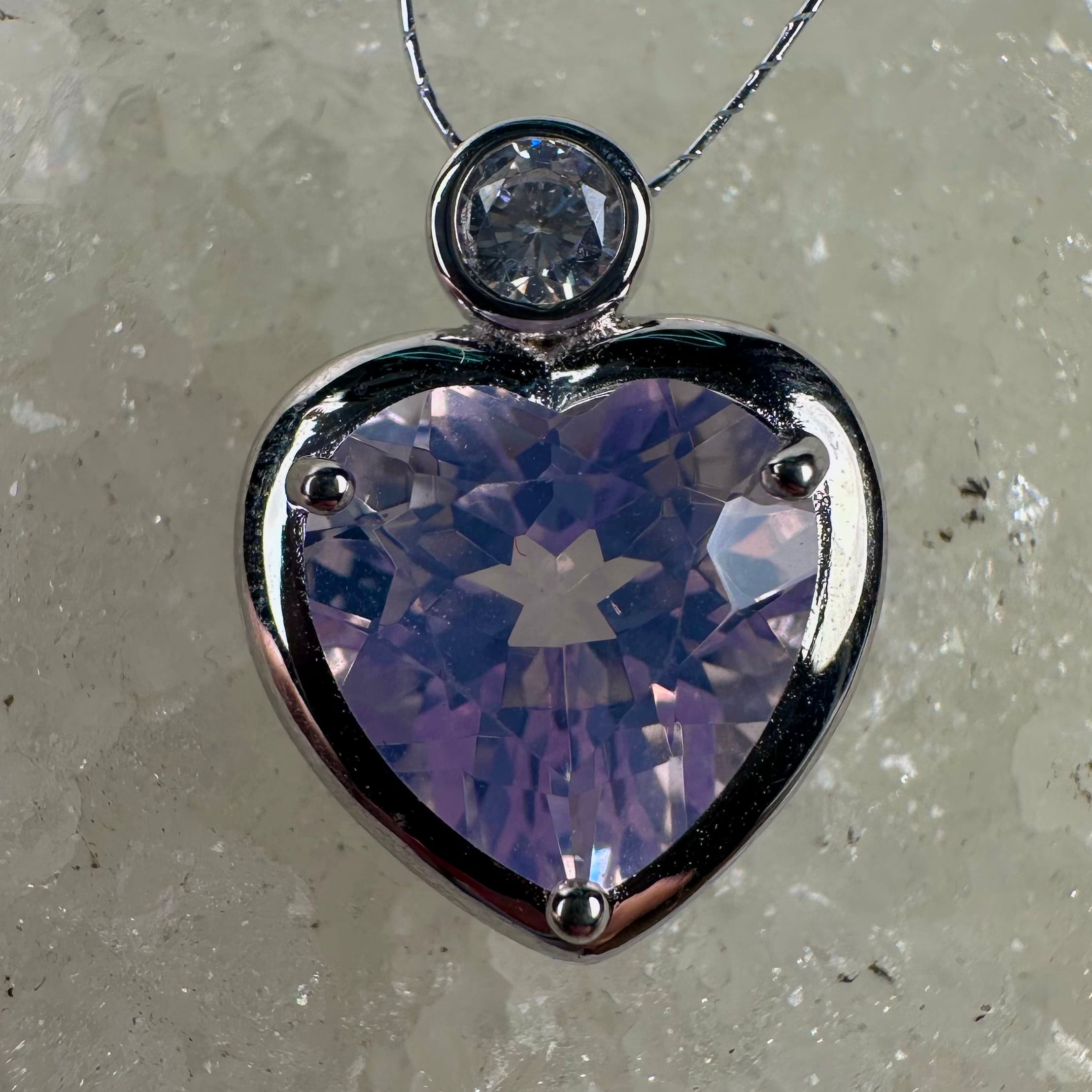 Dainty Lavender Moon Heart Pendant - Image 5