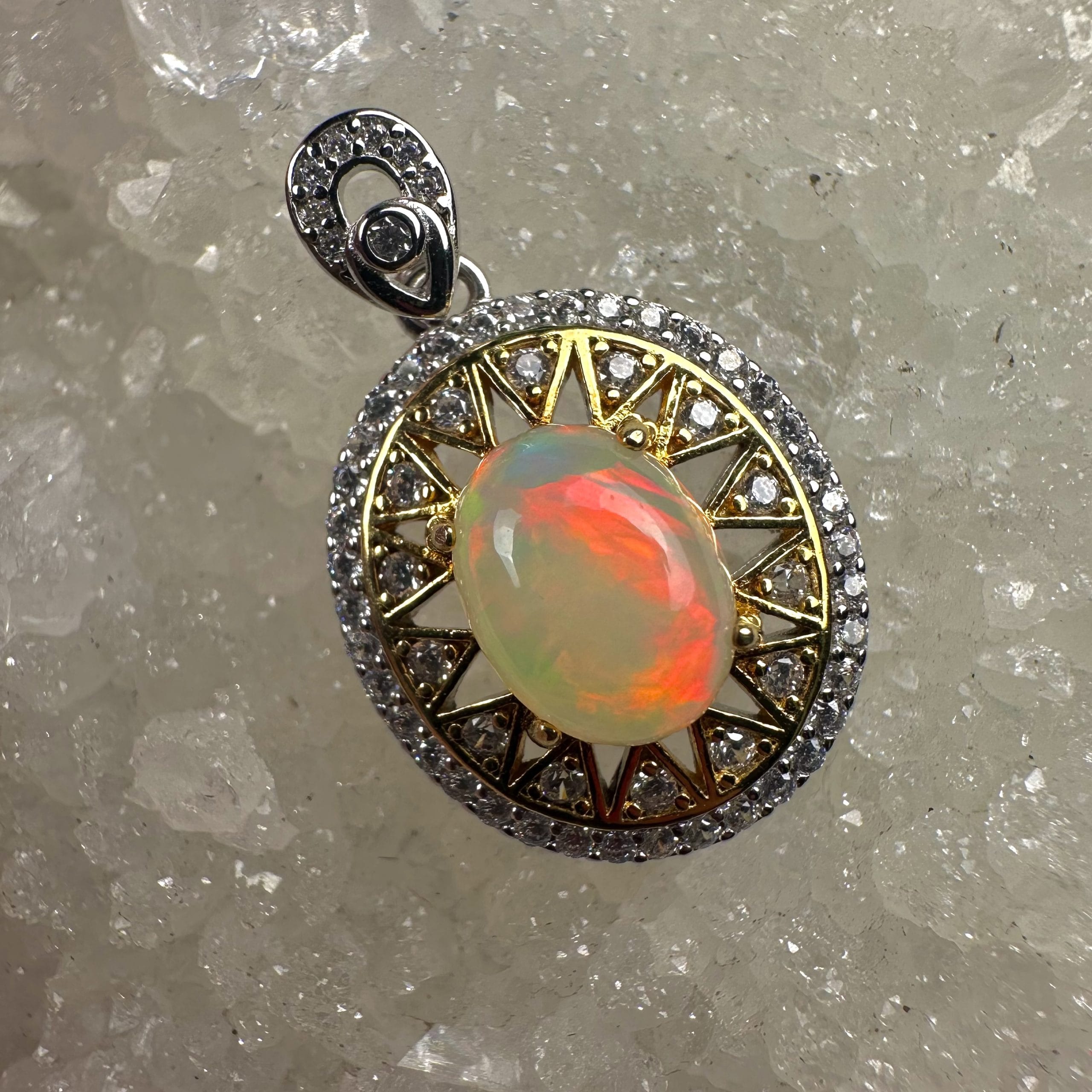 18K Solar Sunbeam Opal Pendant - Image 2