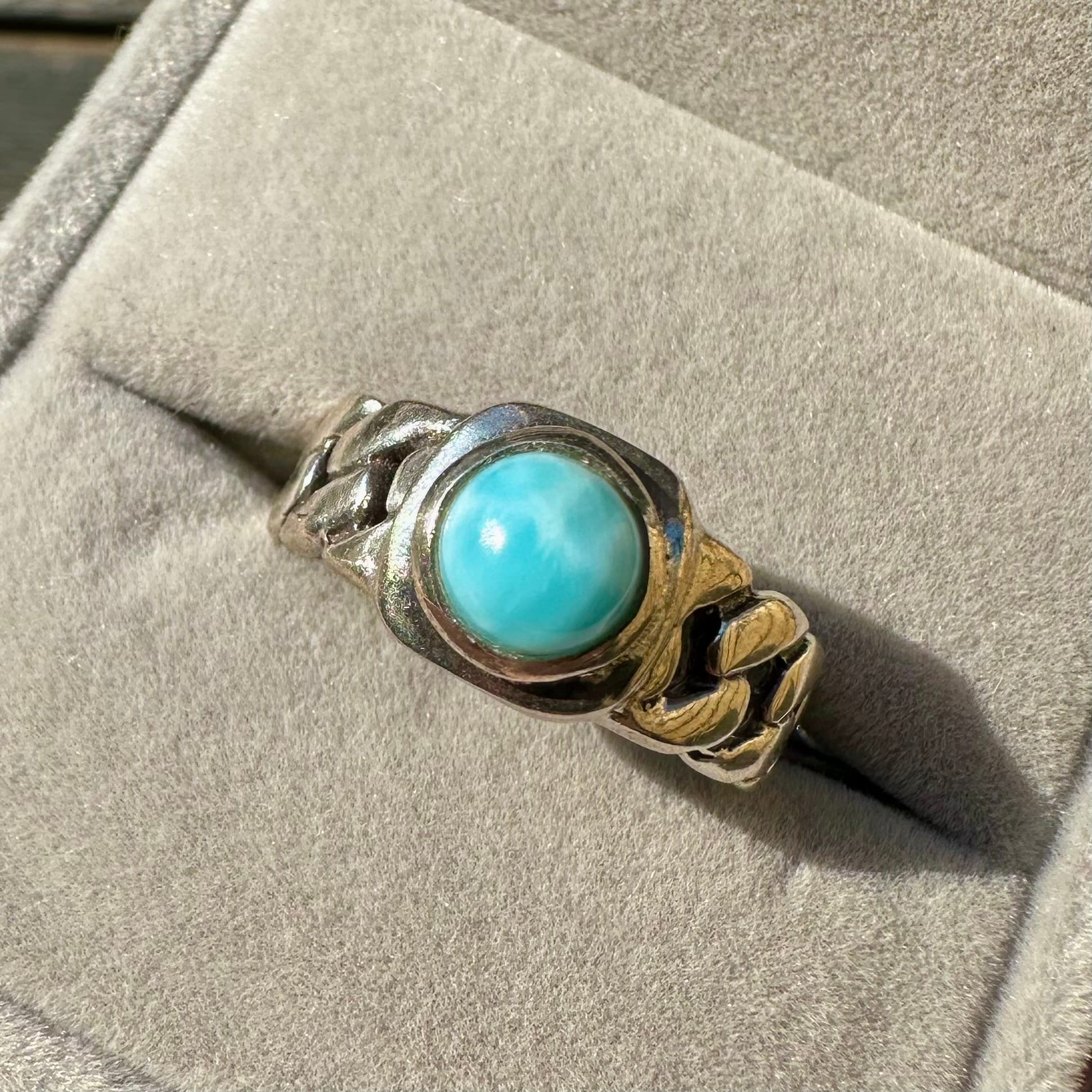 Chain Link Larimar Ring