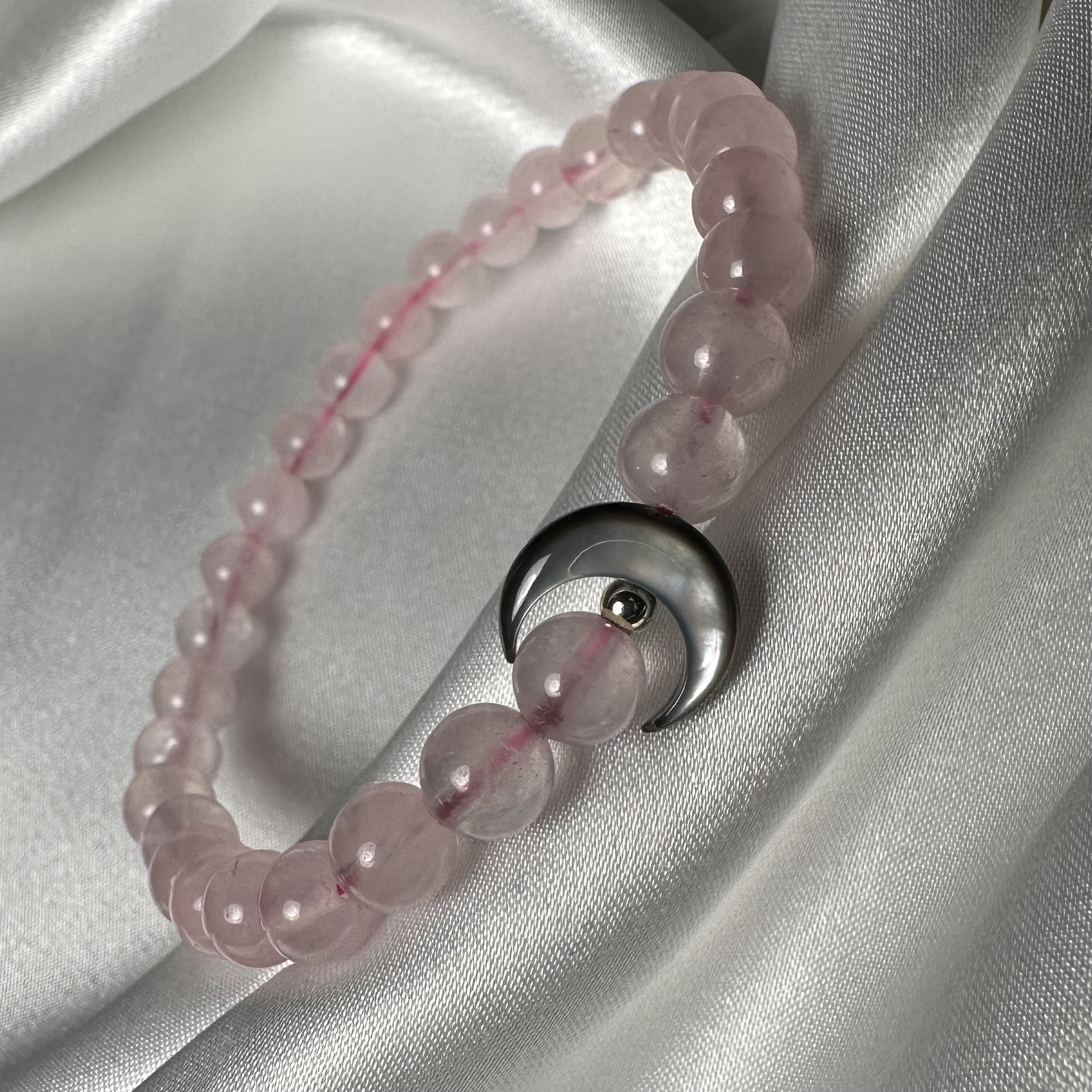 💖 Reiki Charged Rose Quartz Bracelet "Dark Moon"💖