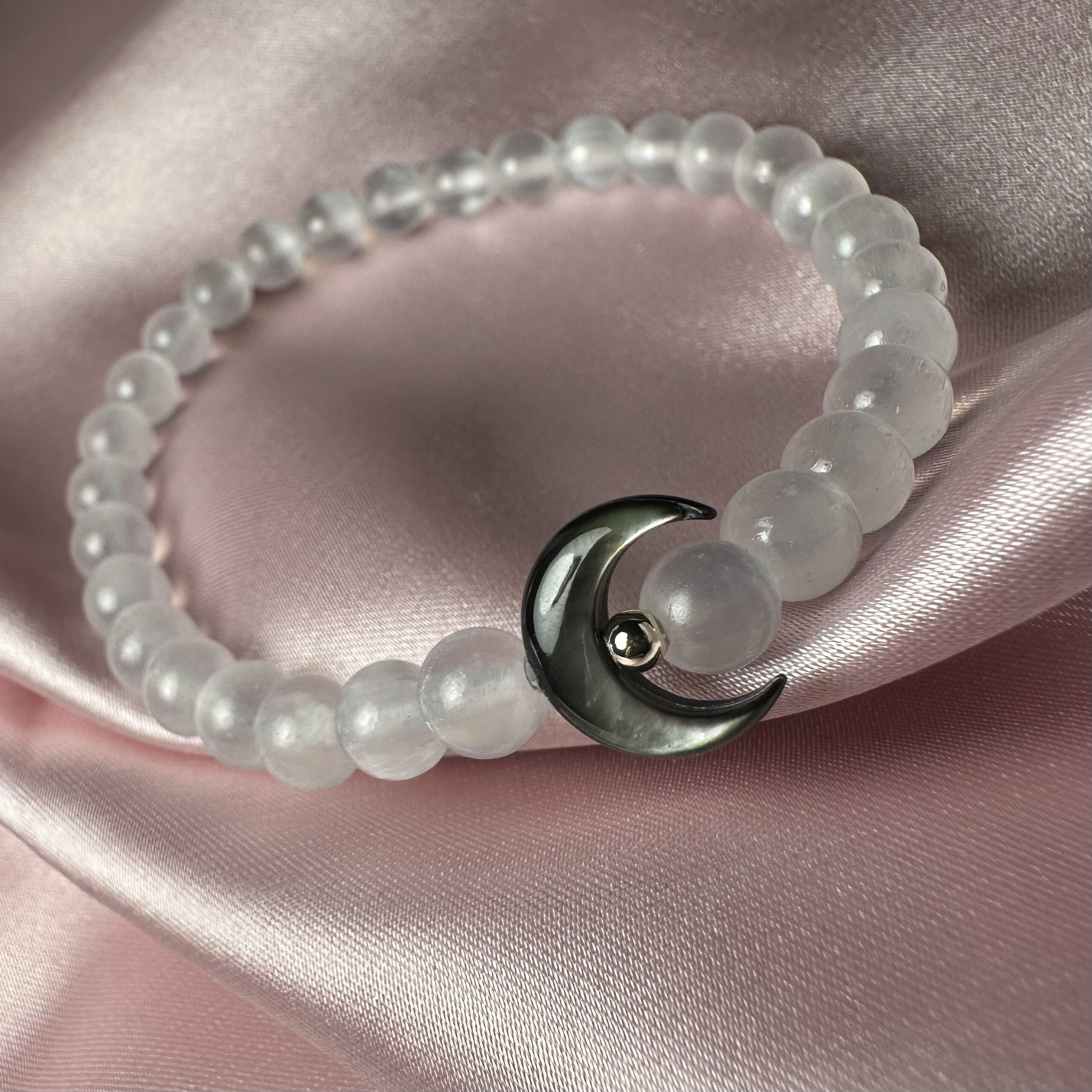 π€ Reiki Charged Selenite Bracelet "Dark Moon" π€ - Image 2