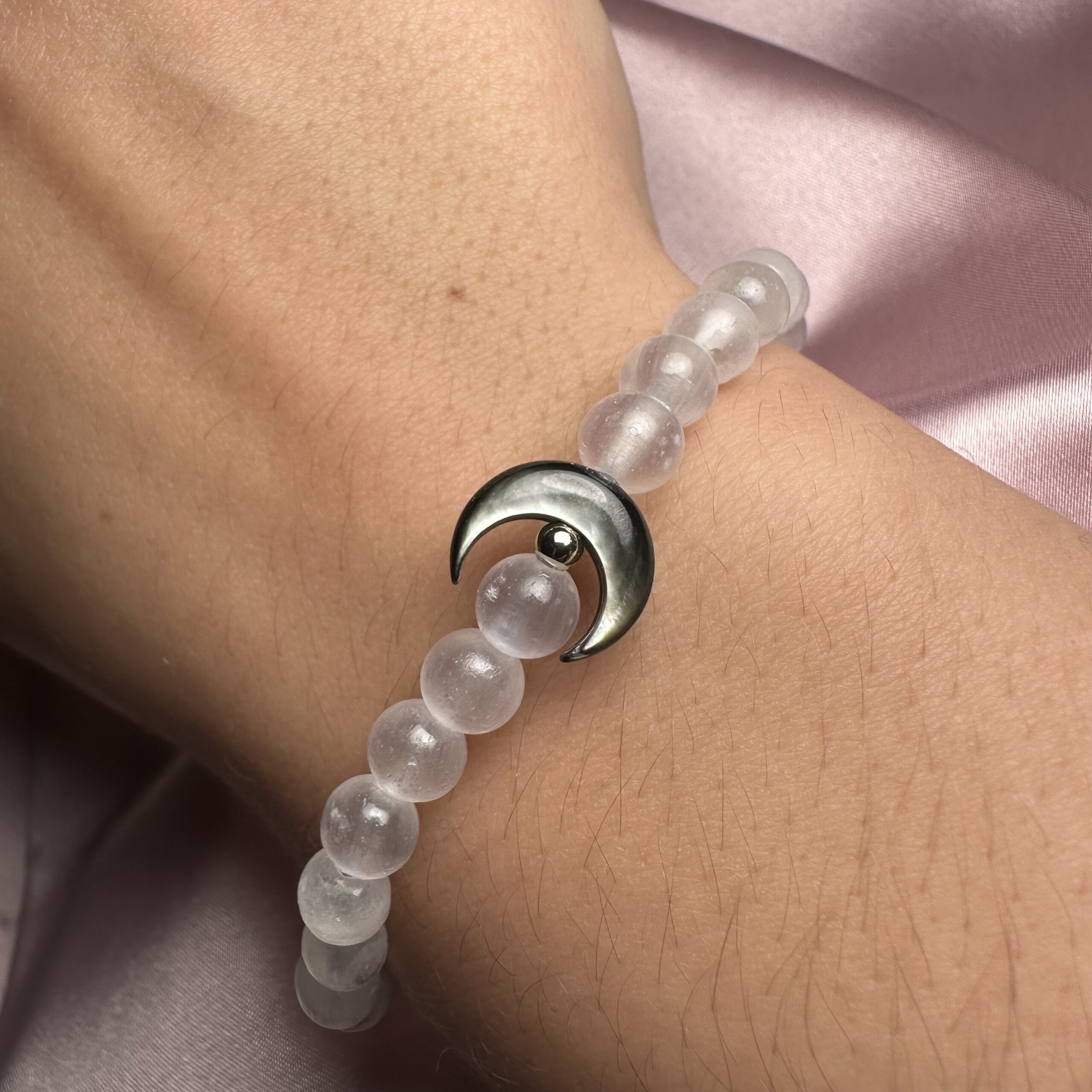 π€ Reiki Charged Selenite Bracelet "Dark Moon" π€ - Image 3