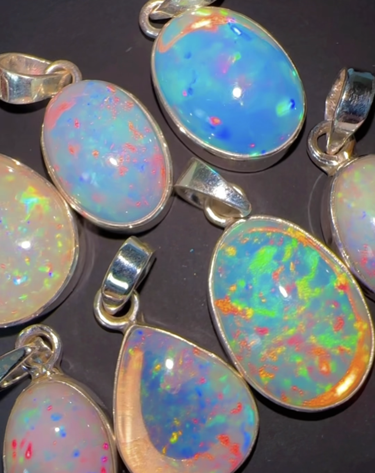 Exquisite Ethiopian Opal - Italian Sterling Silver Pendants