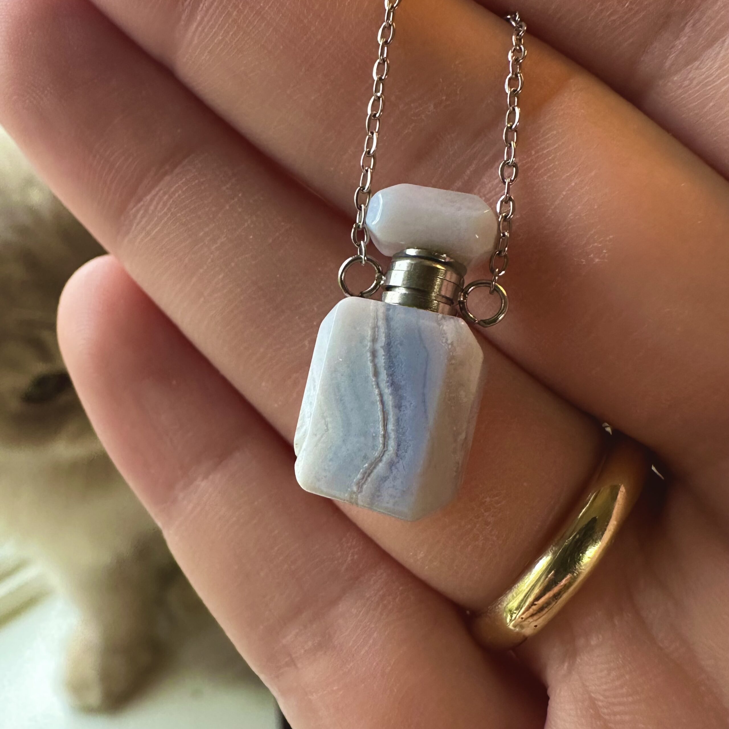 🕊️Keepsake Crystal Necklace Blue Lace Agate - Image 3