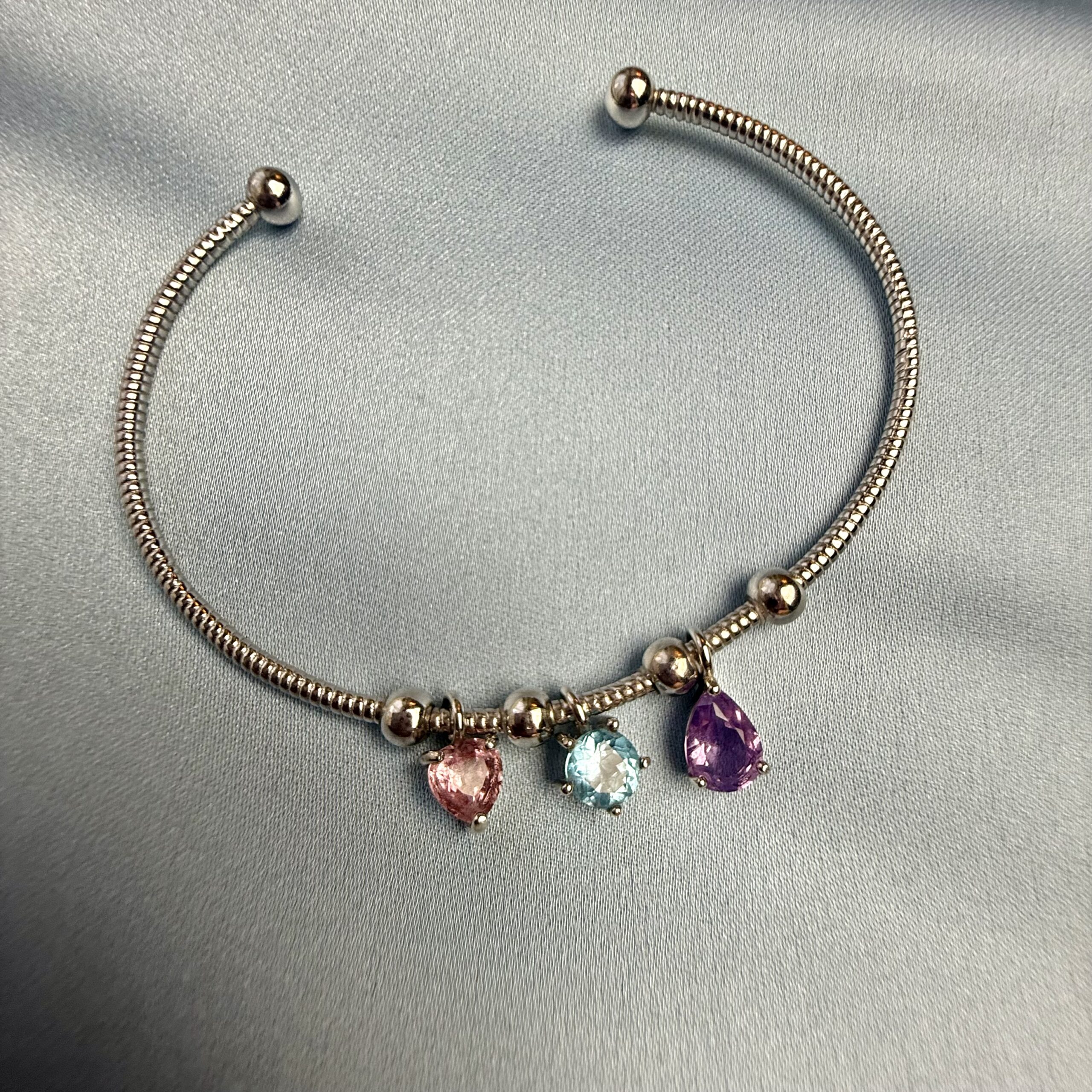 Brilliant Trio Bangle- Lavender Moon, Topaz & Morganite