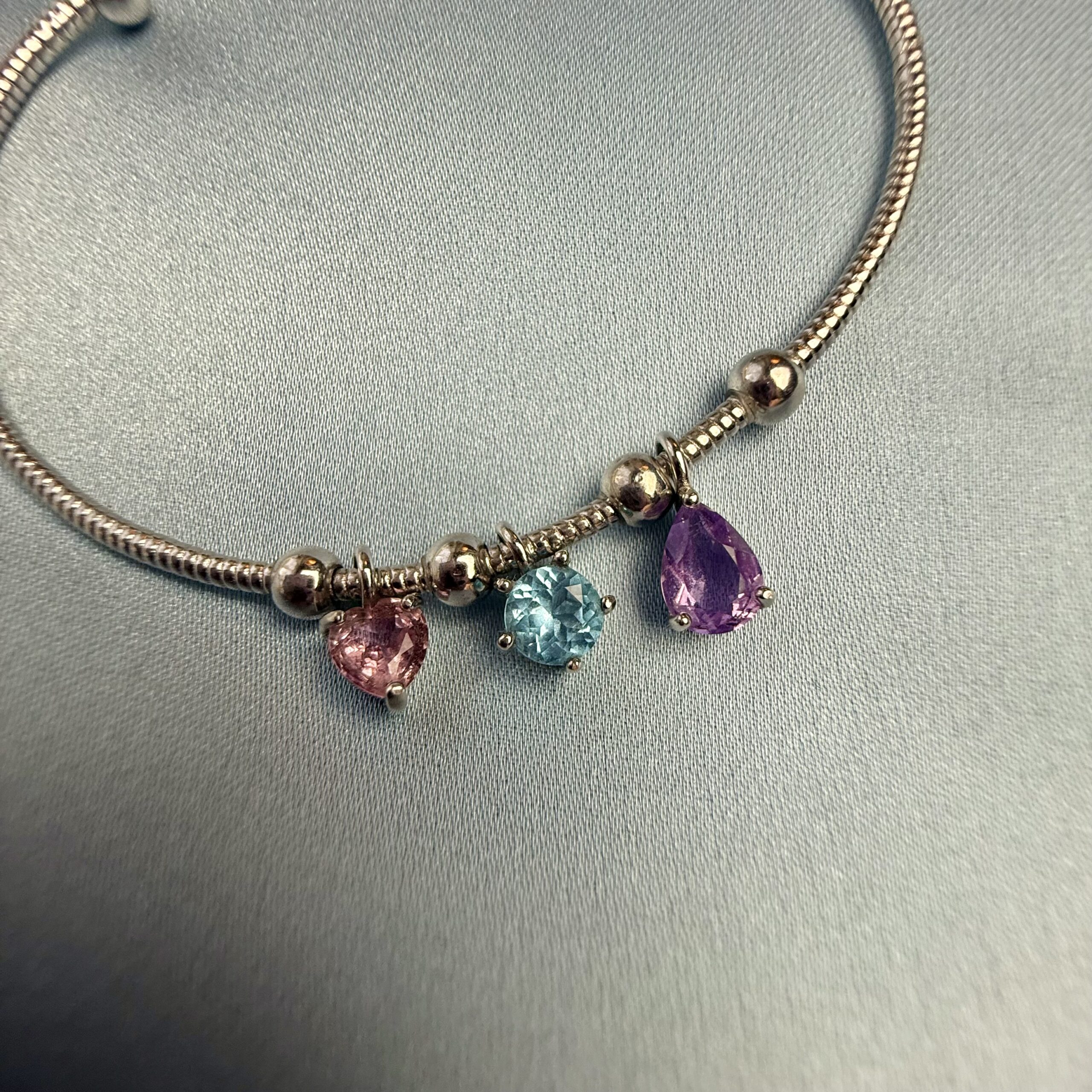 Brilliant Trio Bangle- Lavender Moon, Topaz & Morganite - Image 2