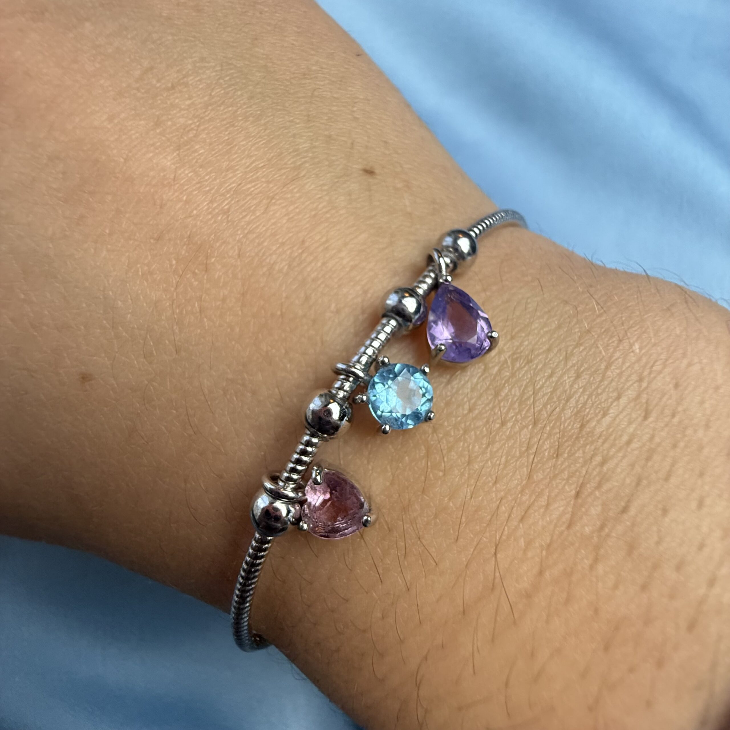Brilliant Trio Bangle- Lavender Moon, Topaz & Morganite - Image 3