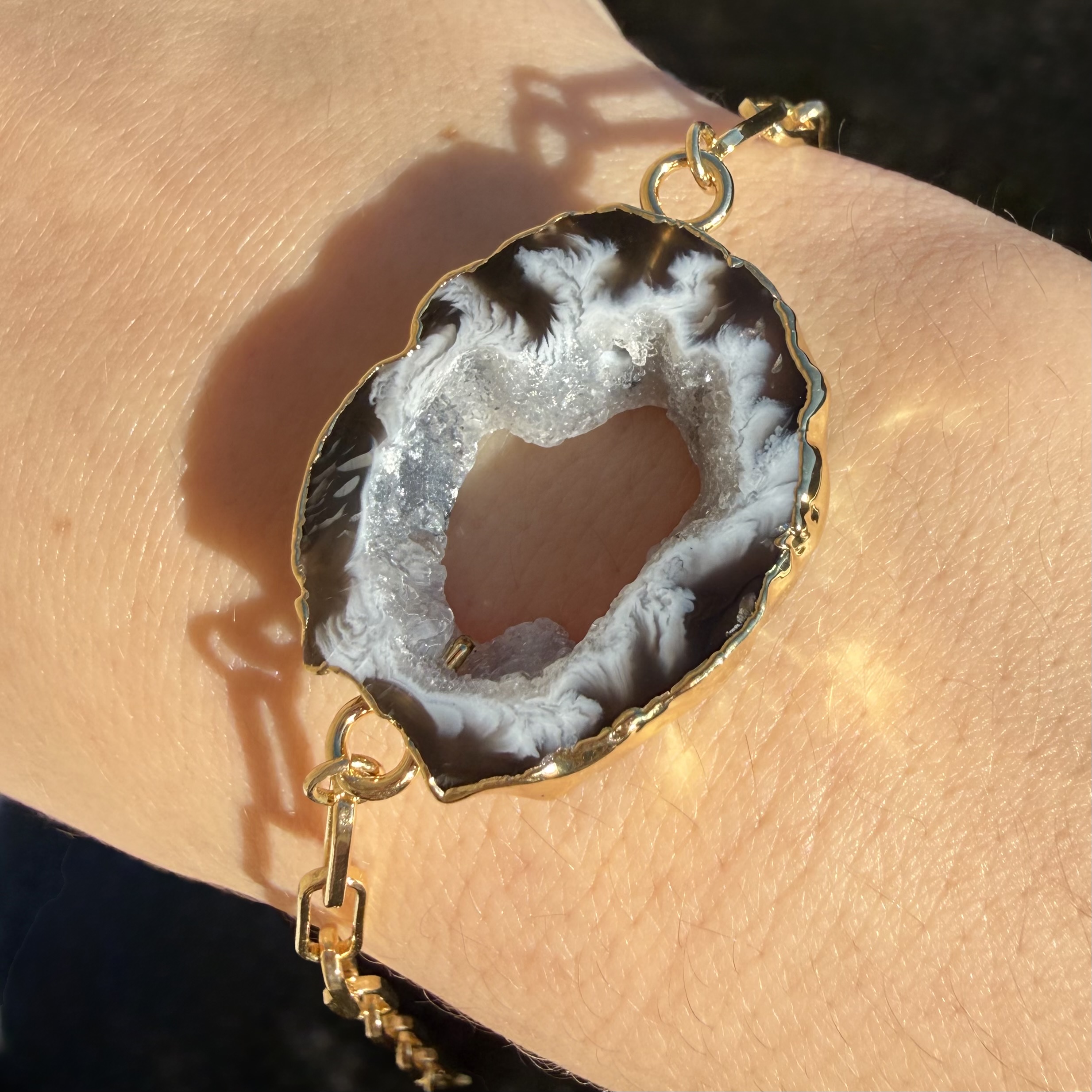 Druzy Agate Bracelet 18K Gold