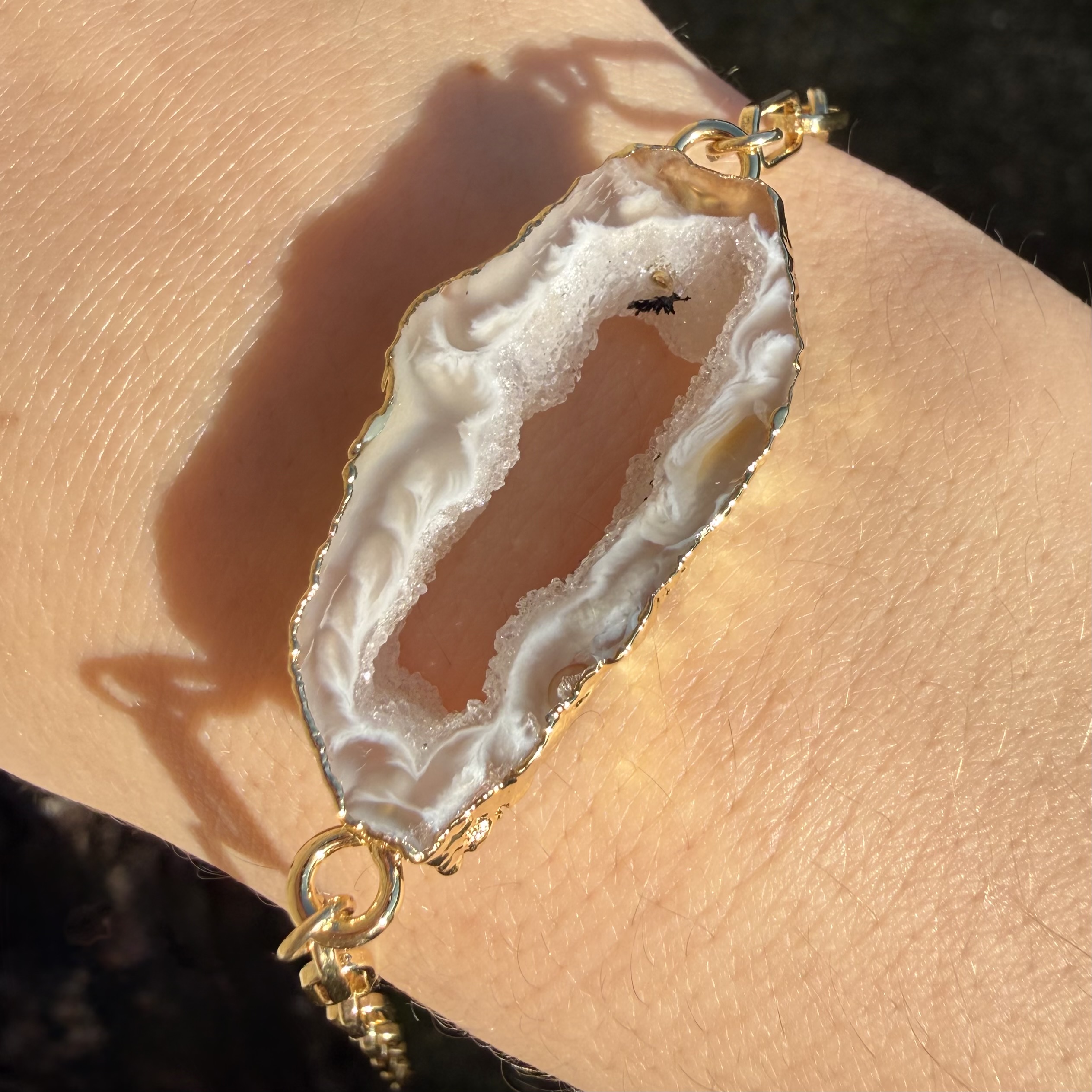 Druzy Agate Bracelet 18K Gold
