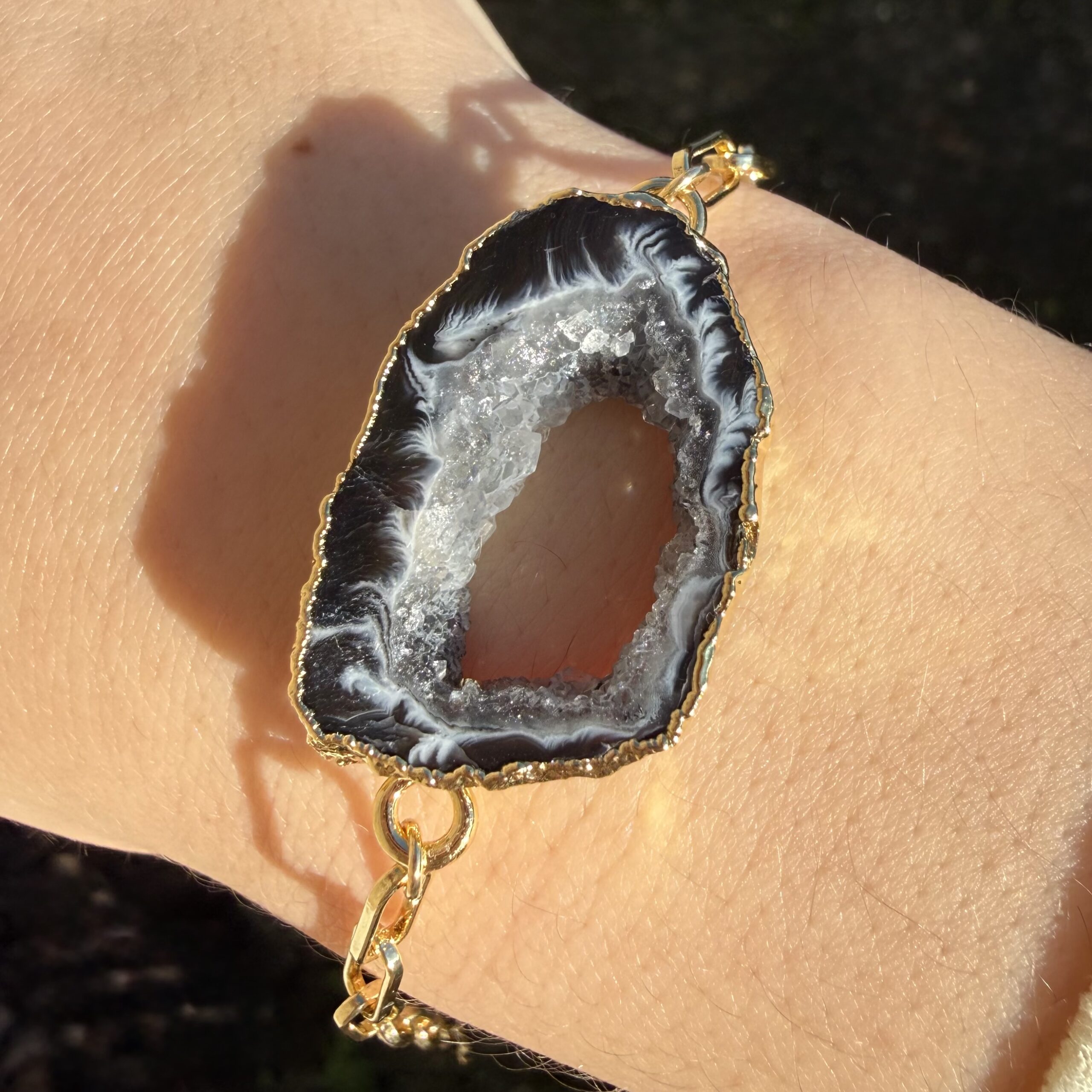 Druzy Agate Bracelet 18K Gold