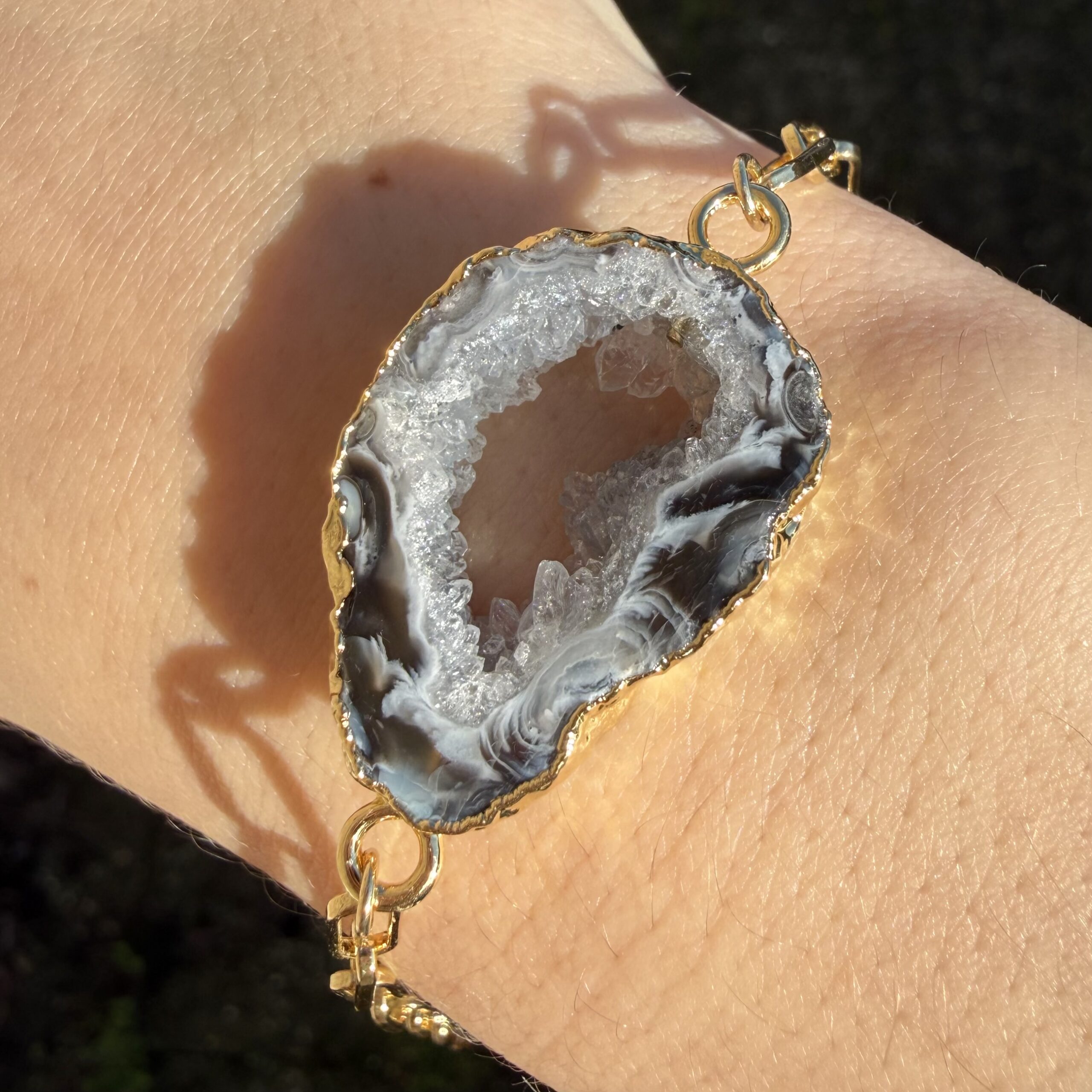 Druzy Agate Bracelet 18K Gold