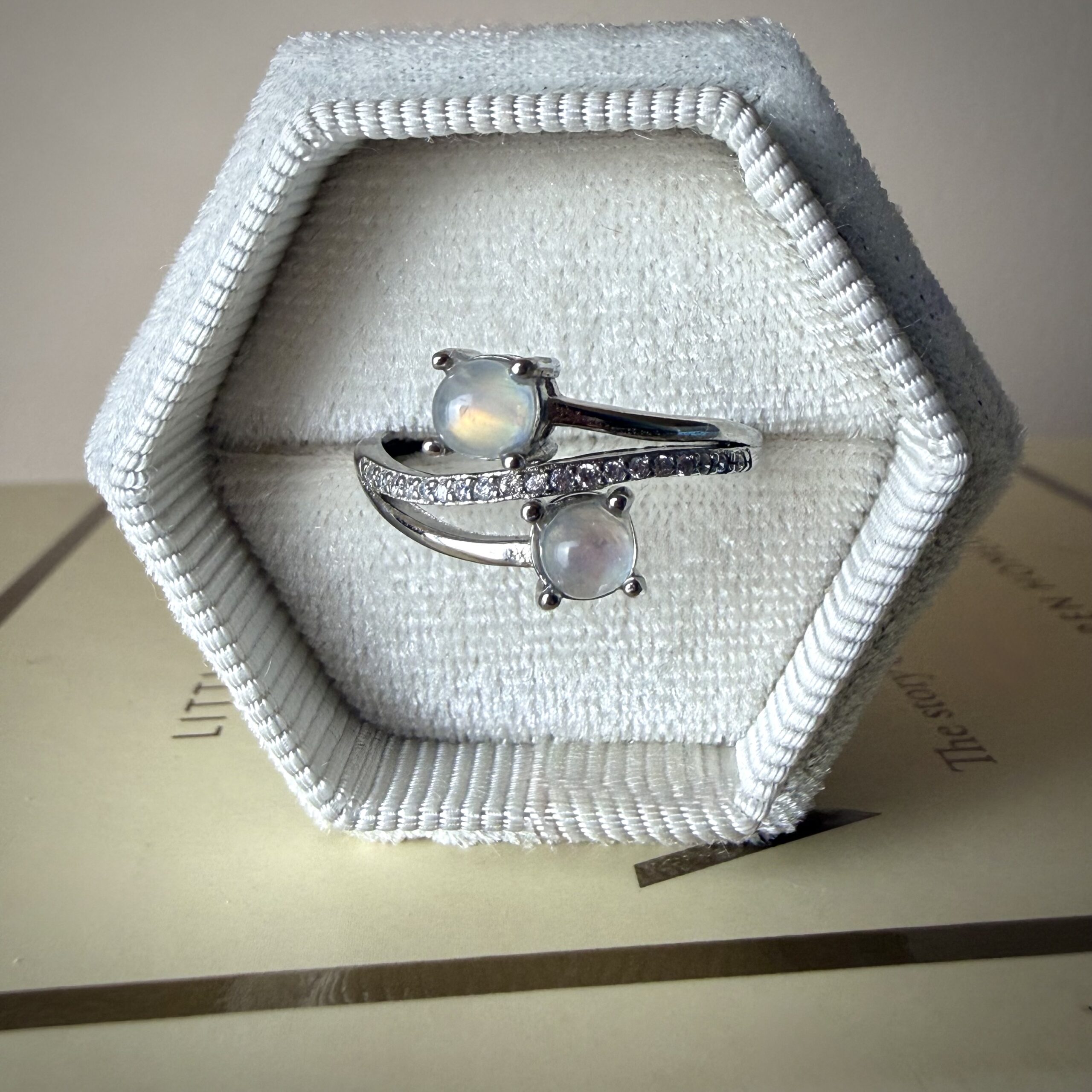 Twisted Rainbow Moonstone Ring