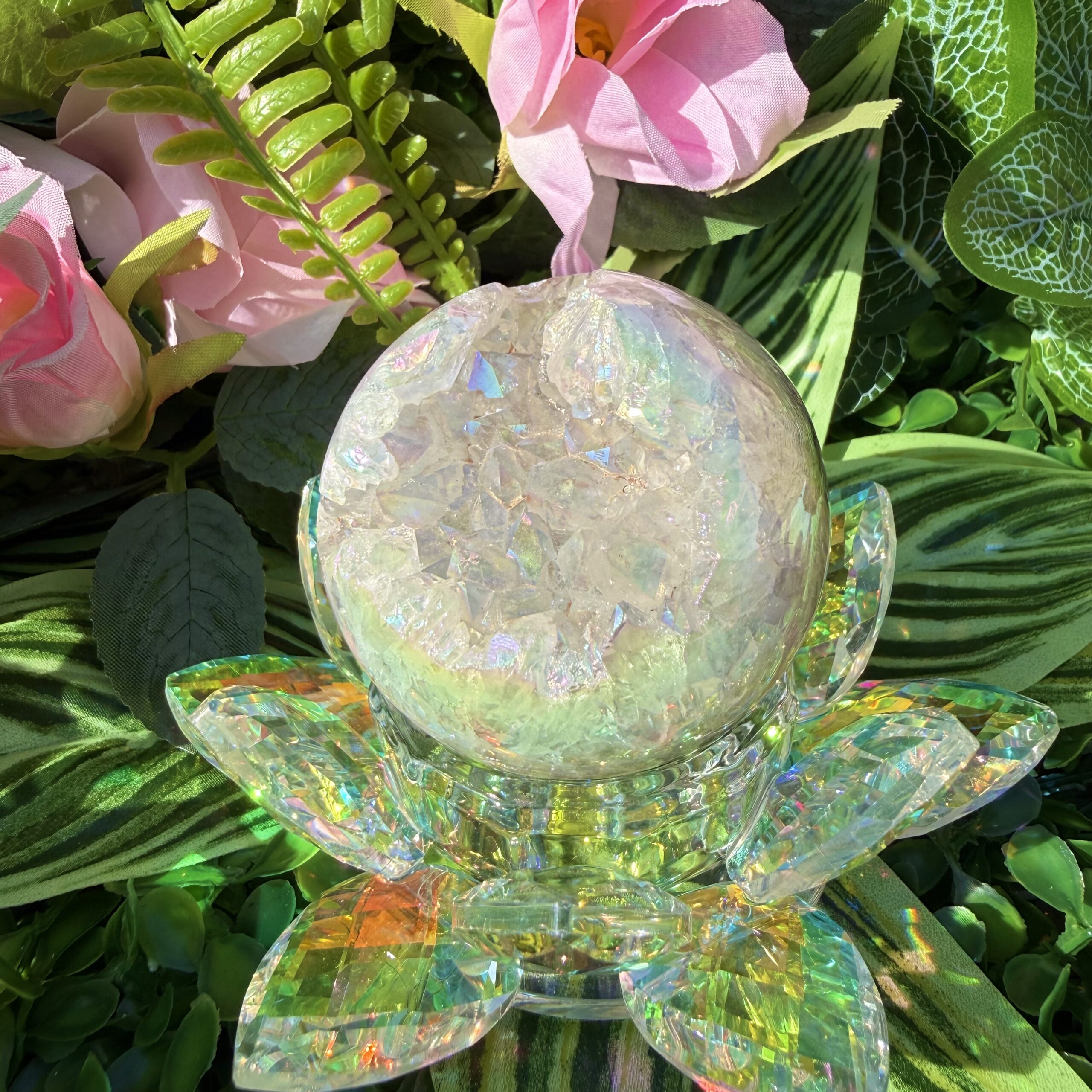 Fairy Treasure Druzy Moss Angel Aura Sphere