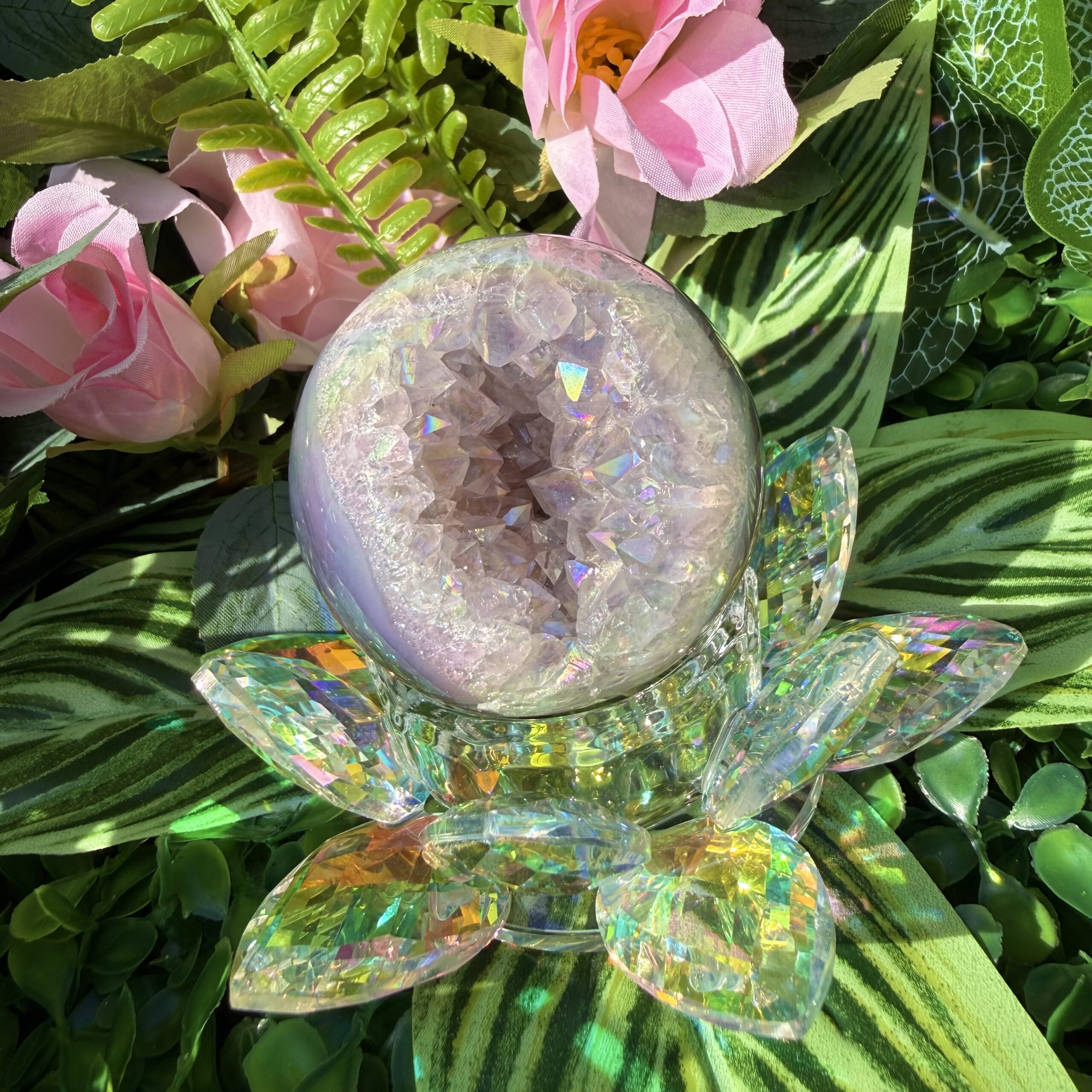Fairy Treasure Druzy Angel Aura Amethyst Agate Sphere - Image 4