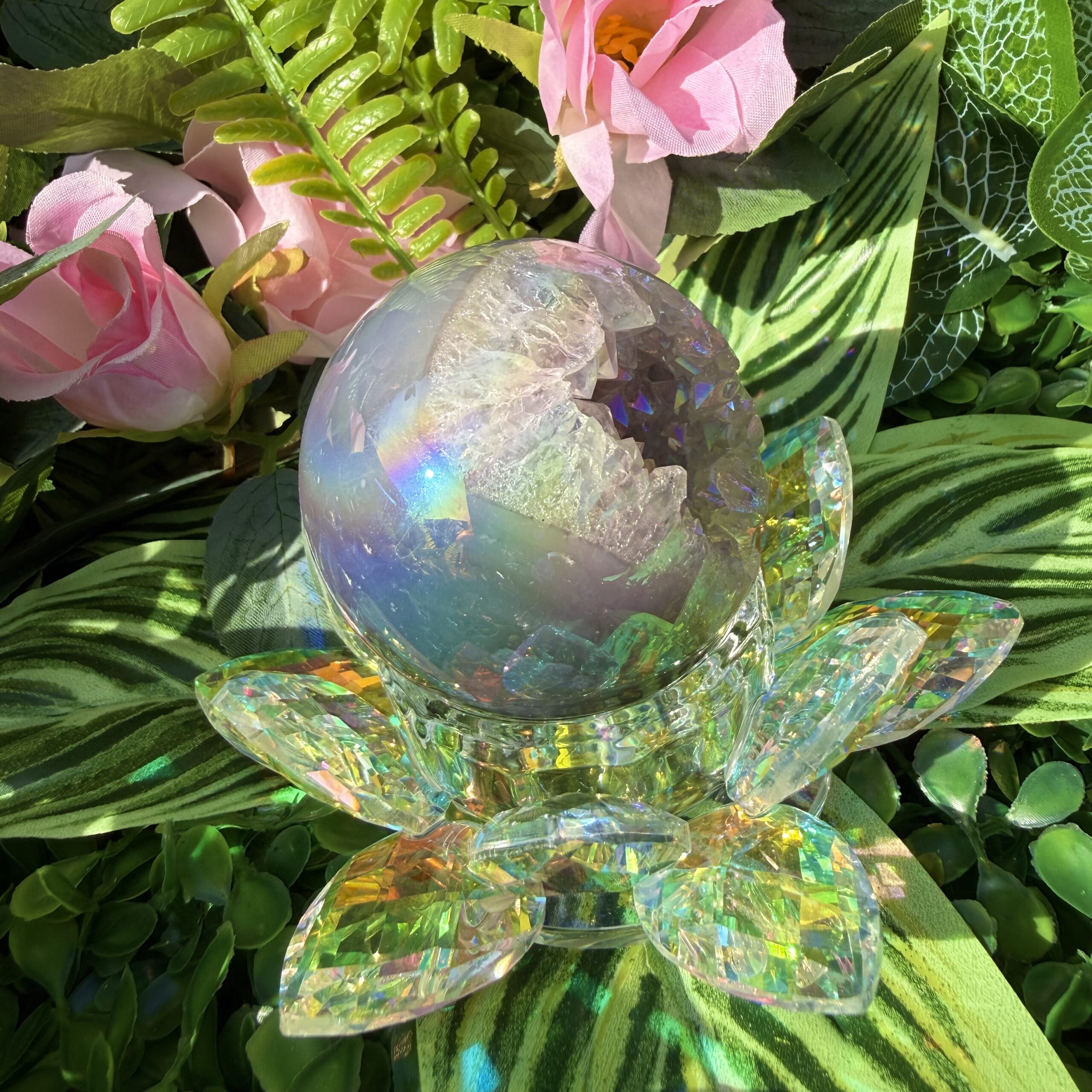 Fairy Treasure Druzy Angel Aura Amethyst Agate Sphere - Image 2