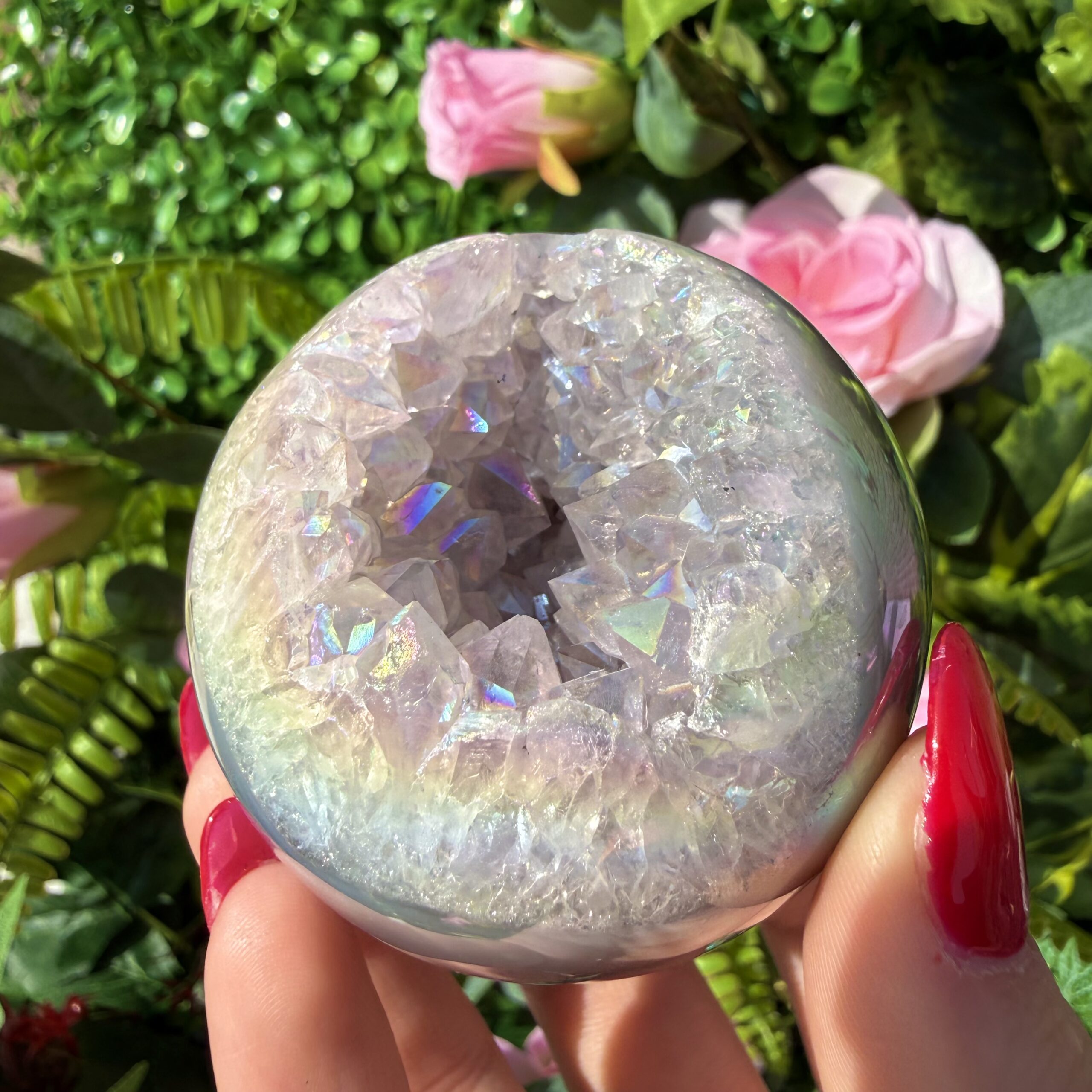 Fairy Treasure Druzy Angel Aura Amethyst Agate Sphere - Image 7