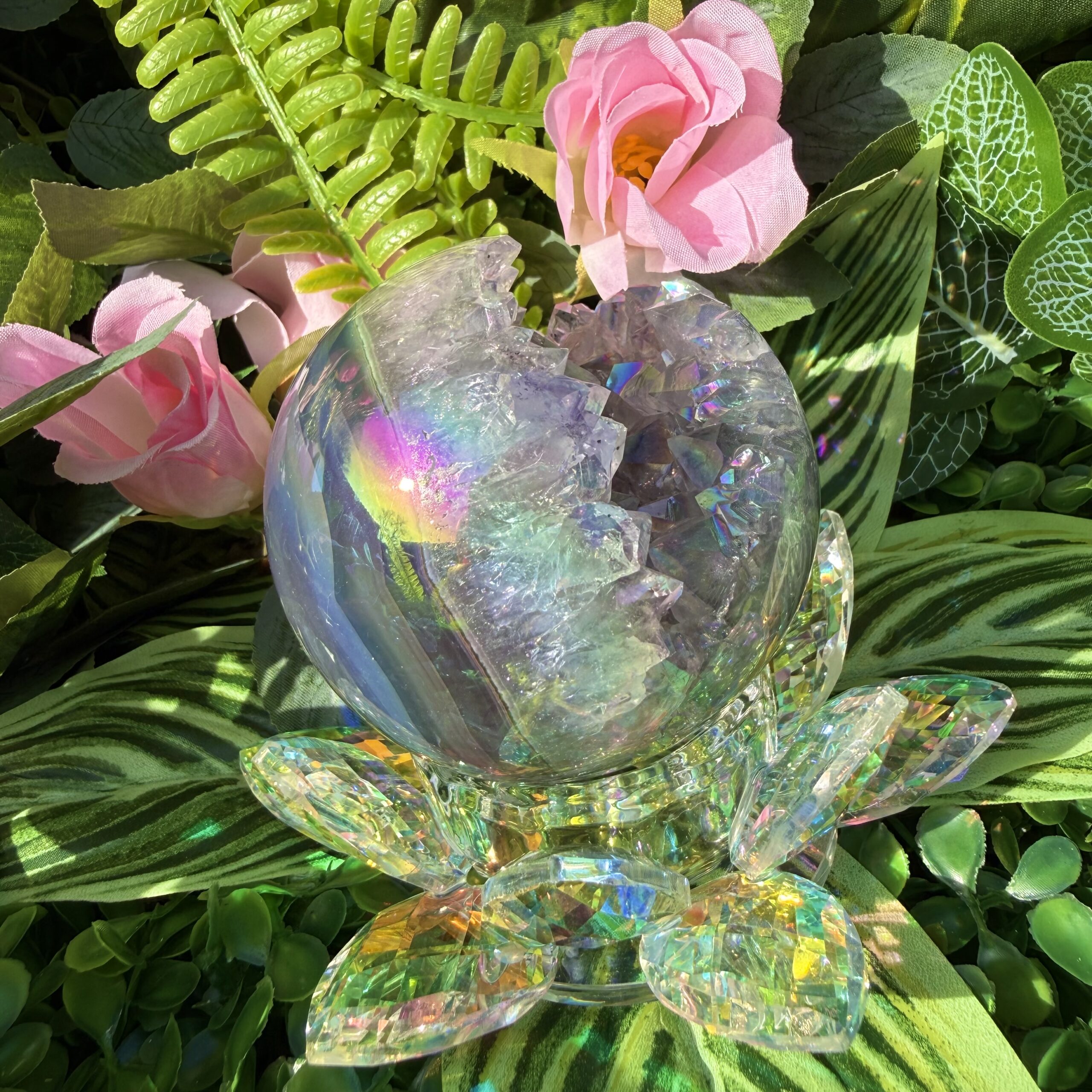 Fairy Treasure Druzy Amethyst Agate Angel Aura Statement Sphere