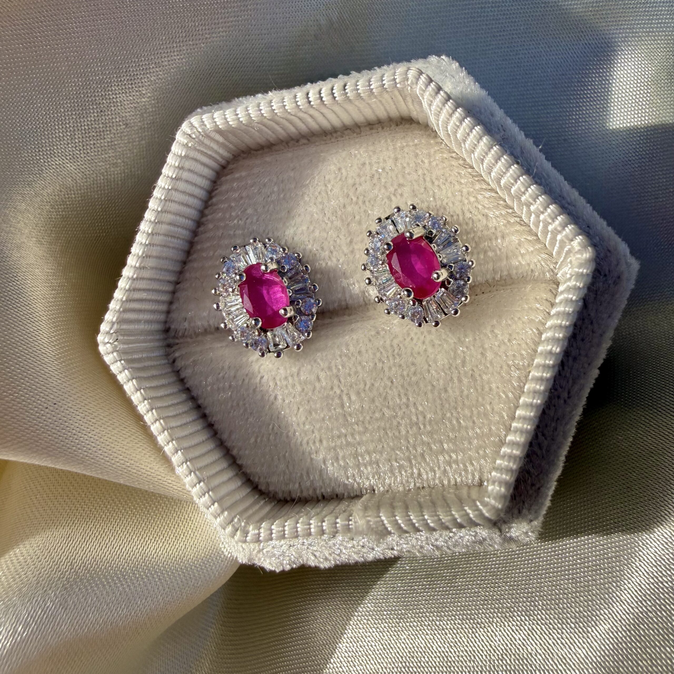 Faceted Ruby Studs