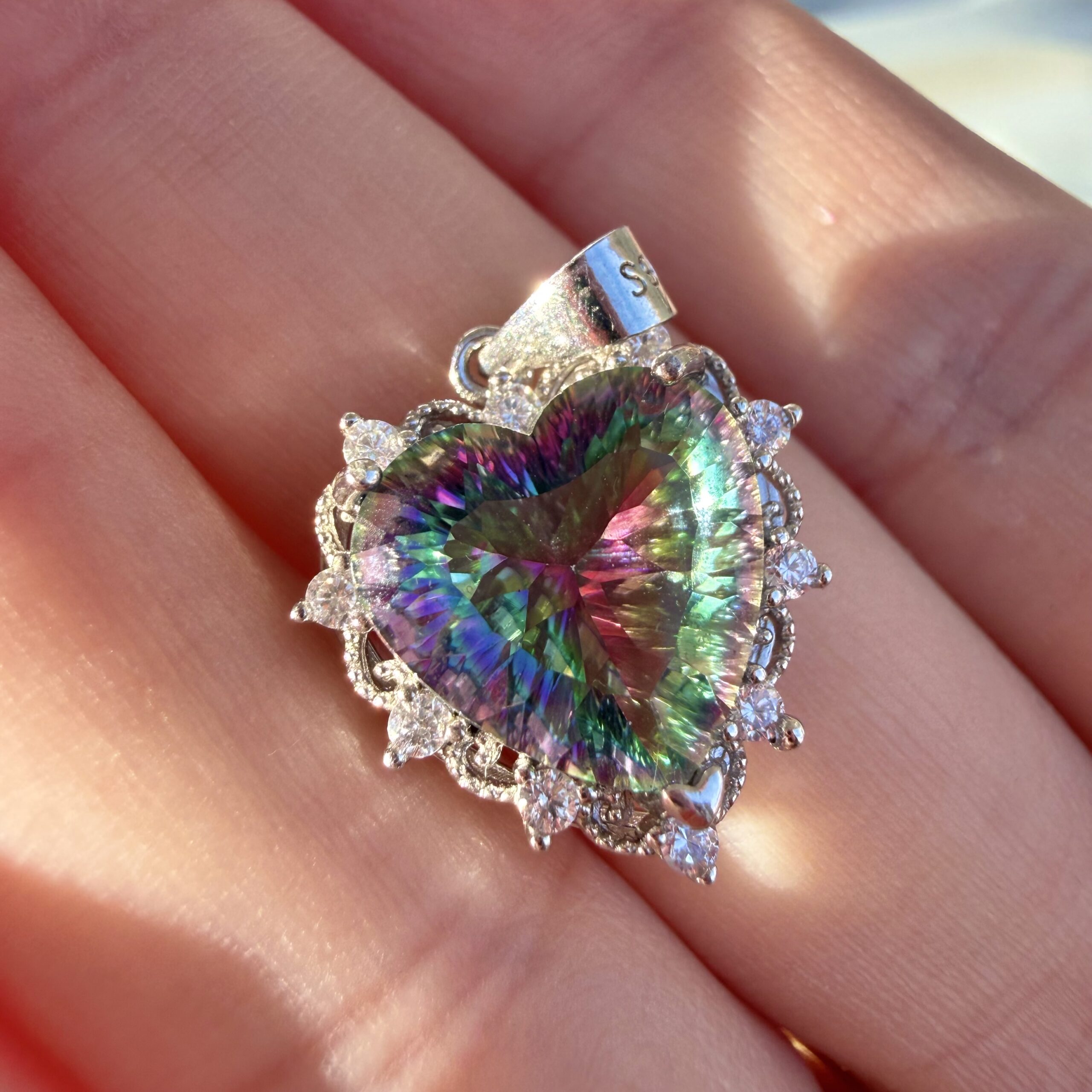 Mystic Topaz Heart Gem Pendant