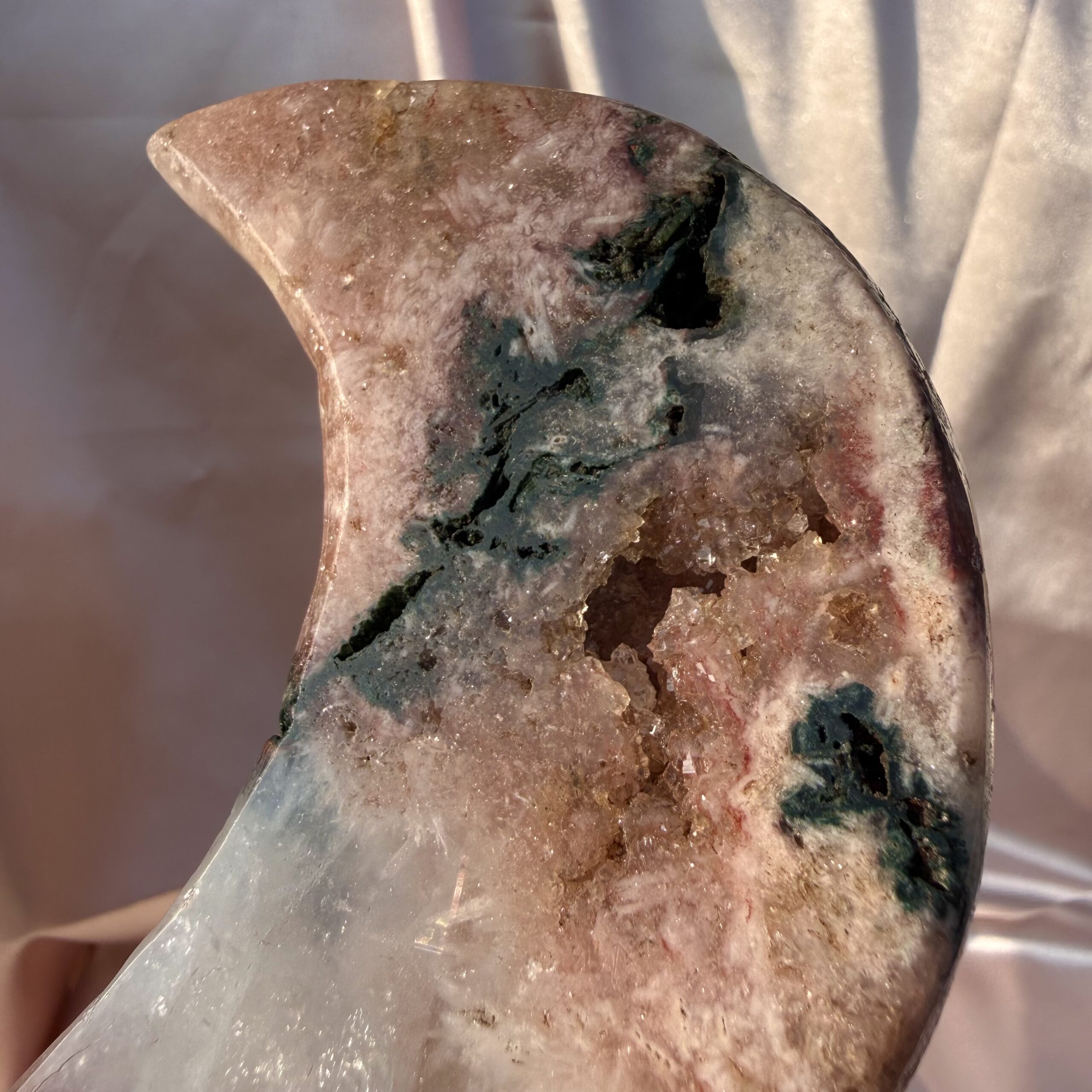 SPECIAL! Pink Amethyst Art Moon on stand - Image 3
