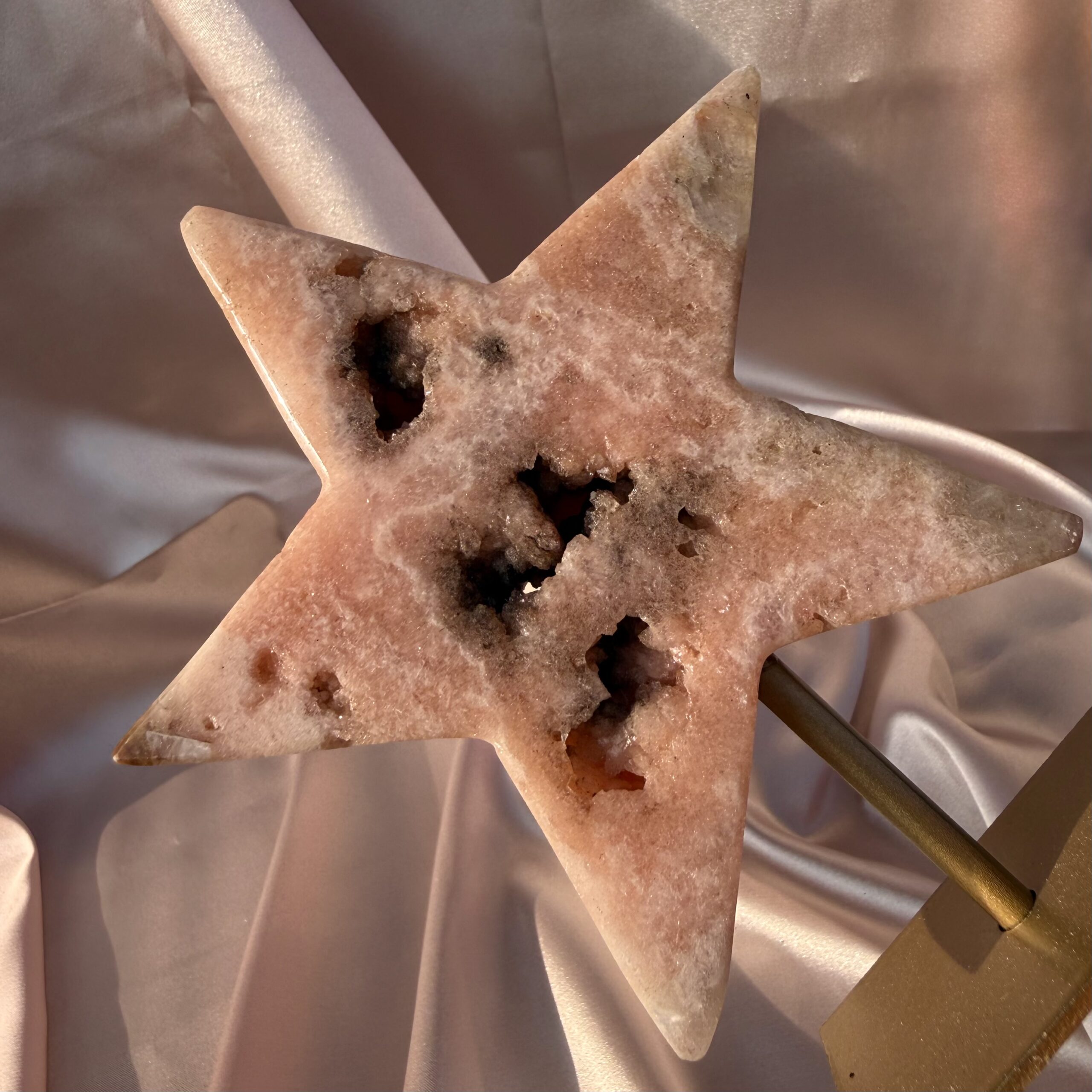 SPECIAL! Peachy Dreams & Noir Pink Amethyst Star on Stand