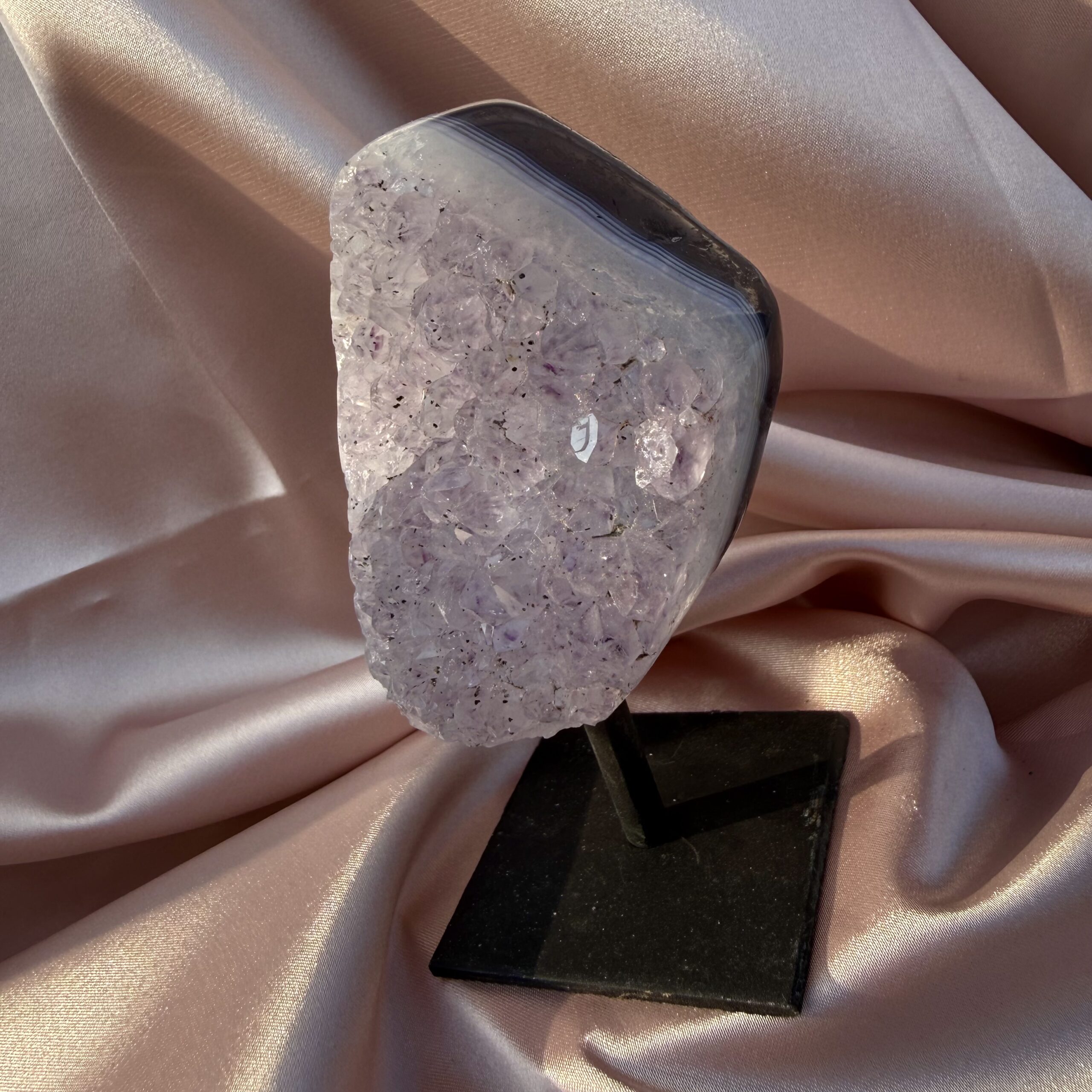 Agate & Lavender Amethyst on Stand - Image 4