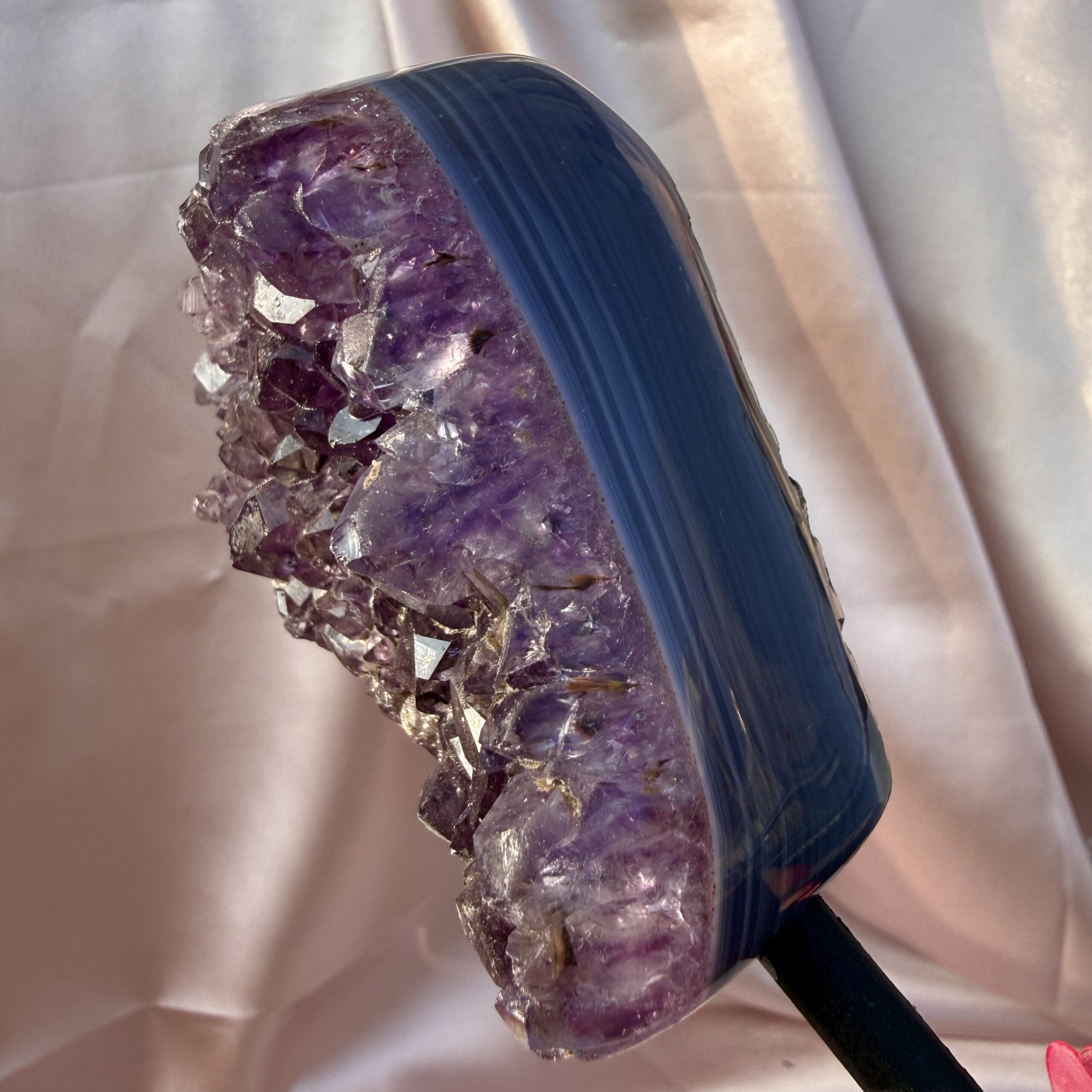 Blue Agate with Amethyst on stand