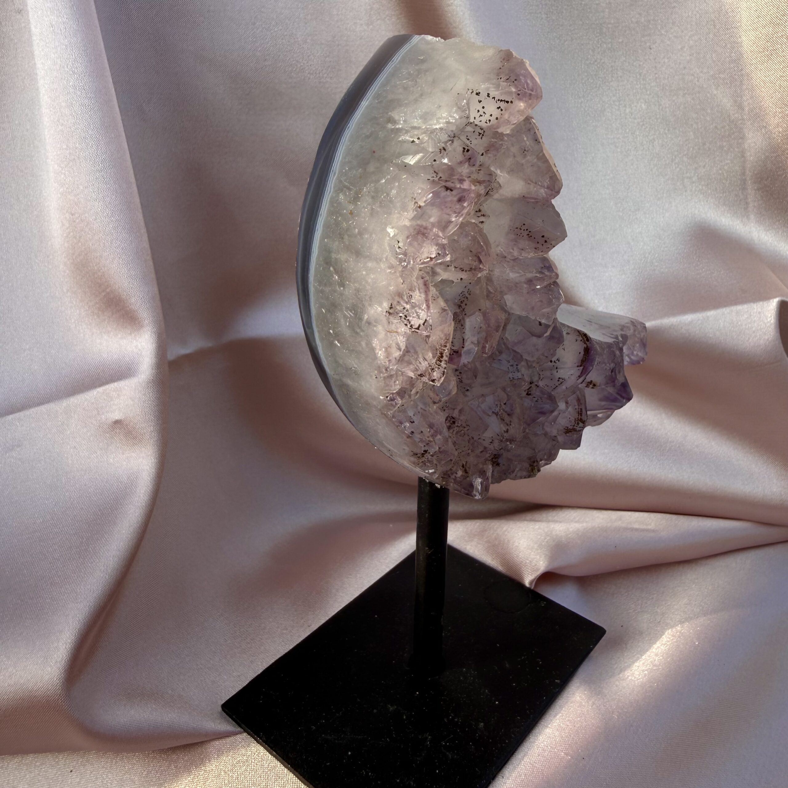 CUTIE! Agate & Lavender Amethyst Moon on stand - Image 3