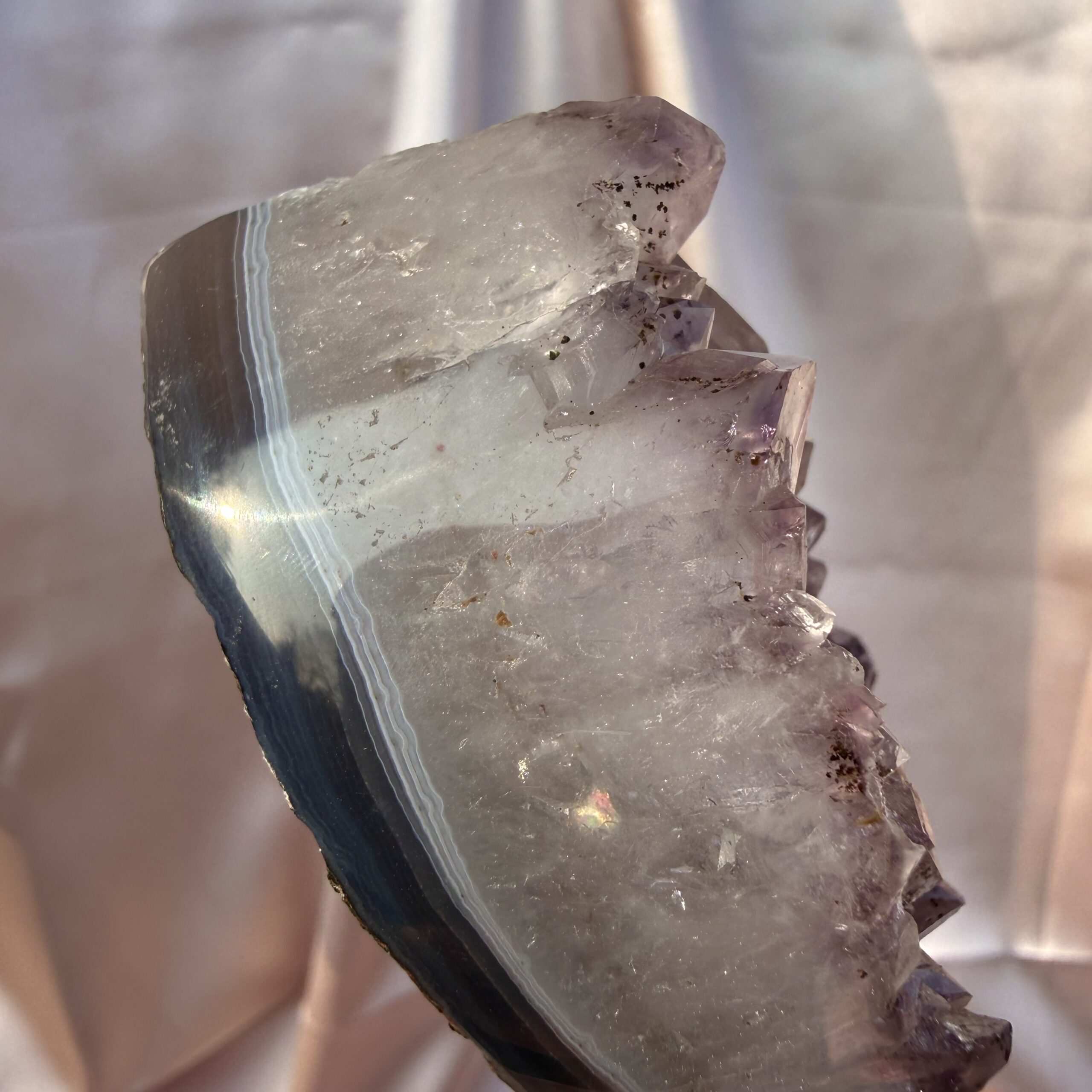 CUTIE! Agate & Lavender Amethyst Moon on stand - Image 5