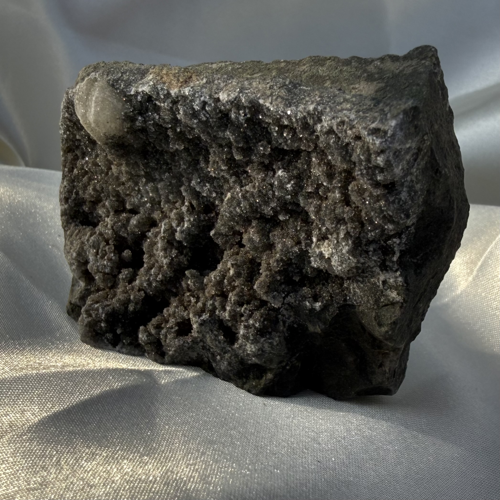 Black Amethyst & calcite cluster - Image 2