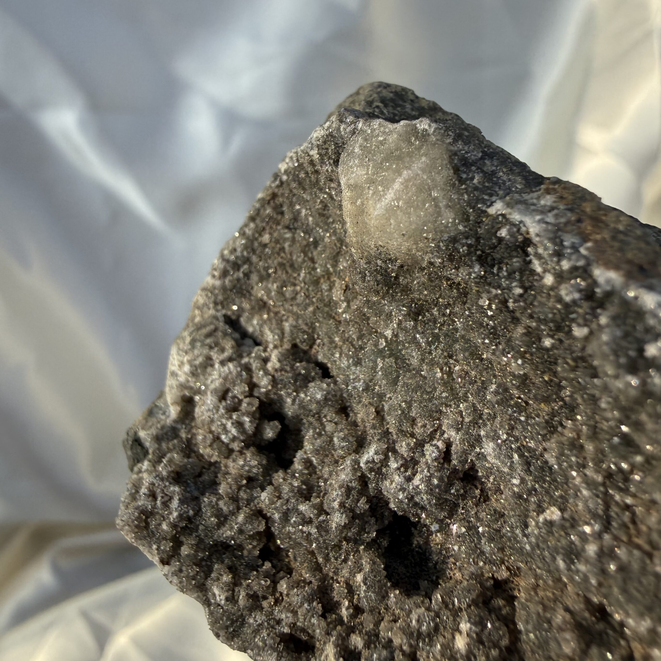 Black Amethyst & calcite cluster