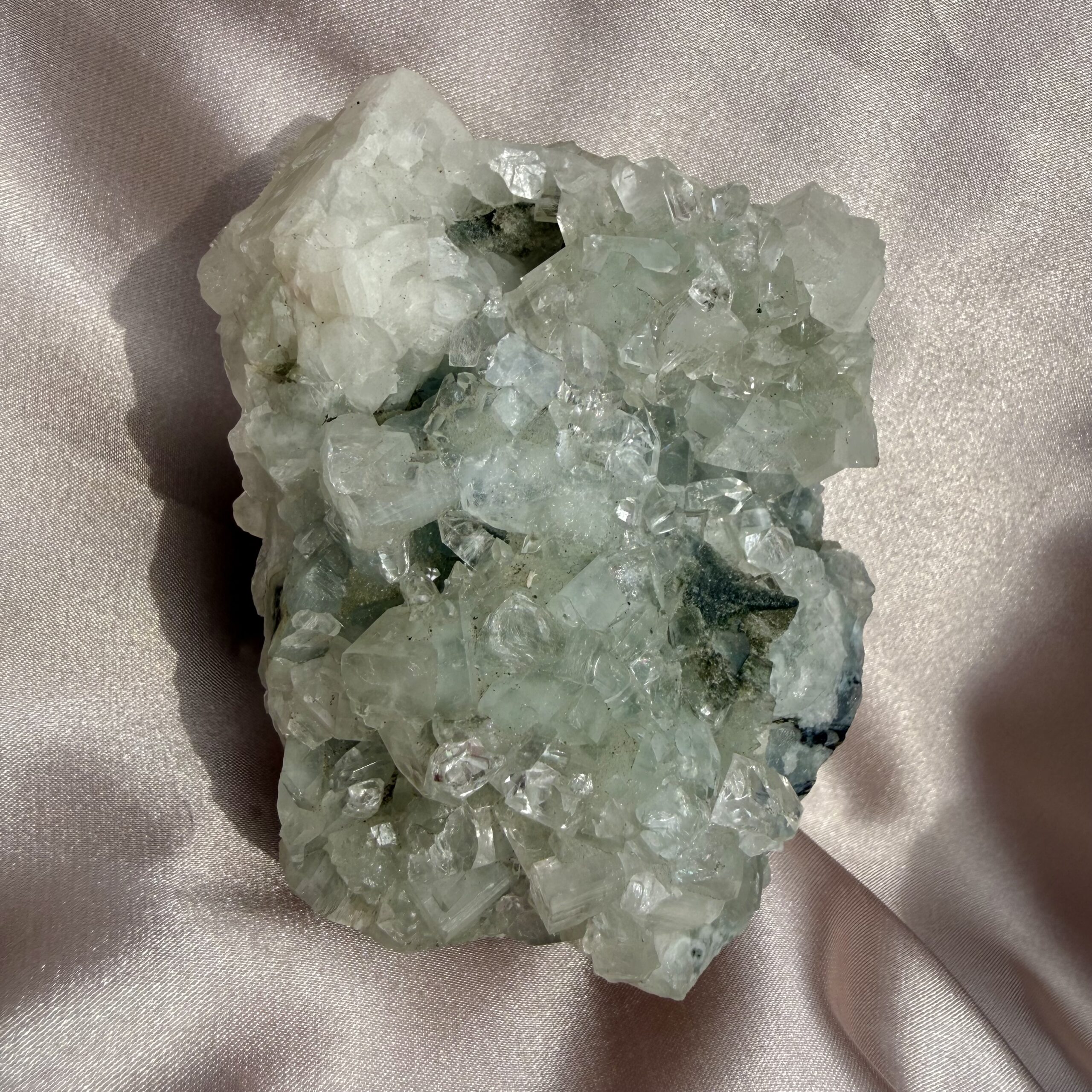 Diamond Apophyllite Cluster with Chalcedony & Stilbite — Reiki Charged Light - Image 2