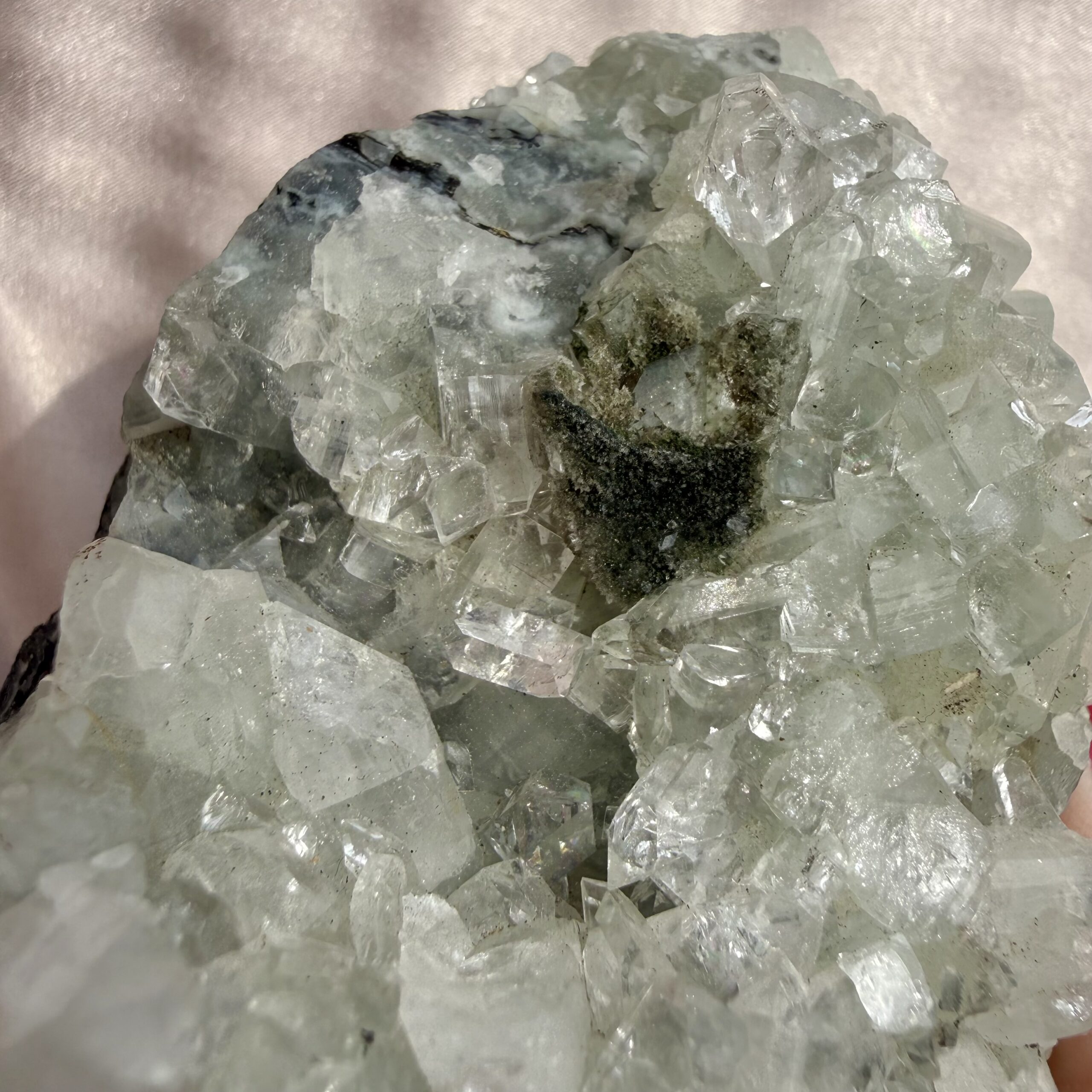 Diamond Apophyllite Cluster with Chalcedony & Stilbite — Reiki Charged Light - Image 4