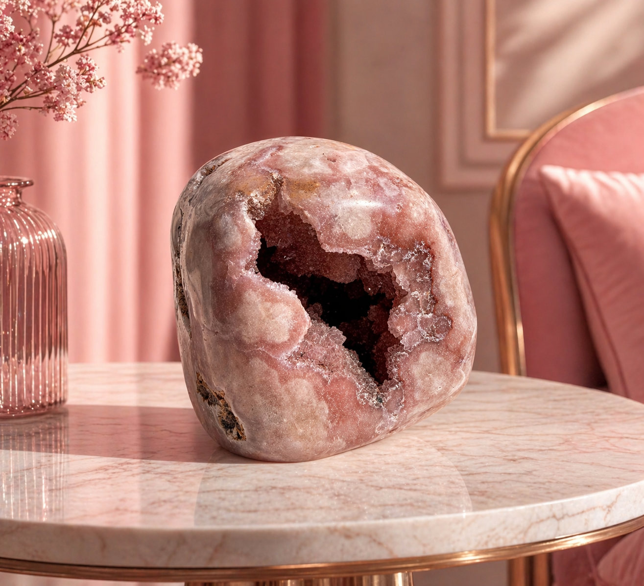 Pink Amethyst Druzy Cave