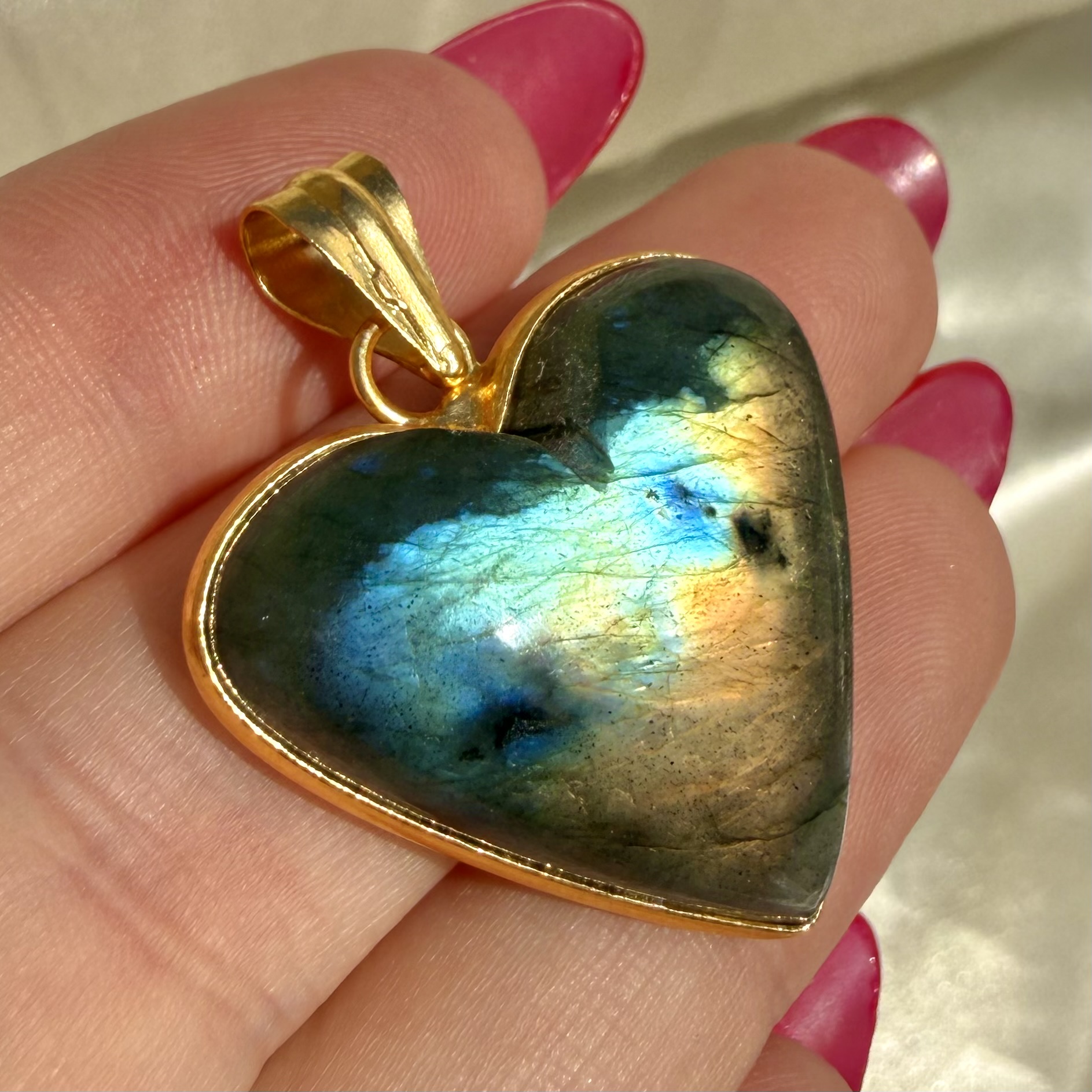 Labradorite Heart Pendant Gold