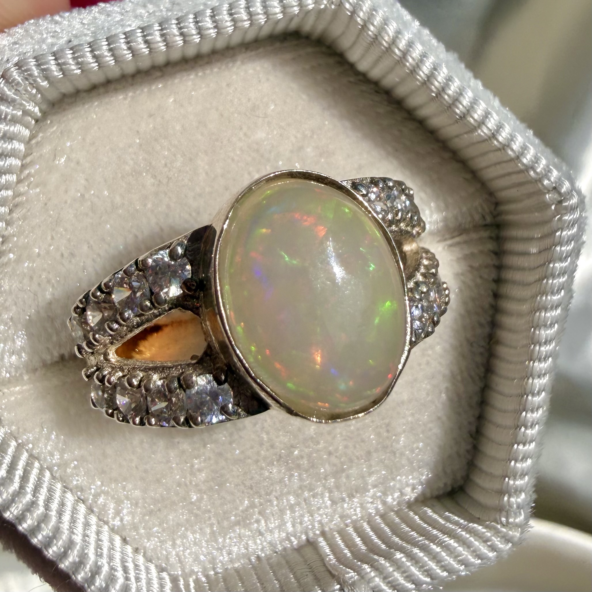 Jelly Opal Ring with Topaz Accents