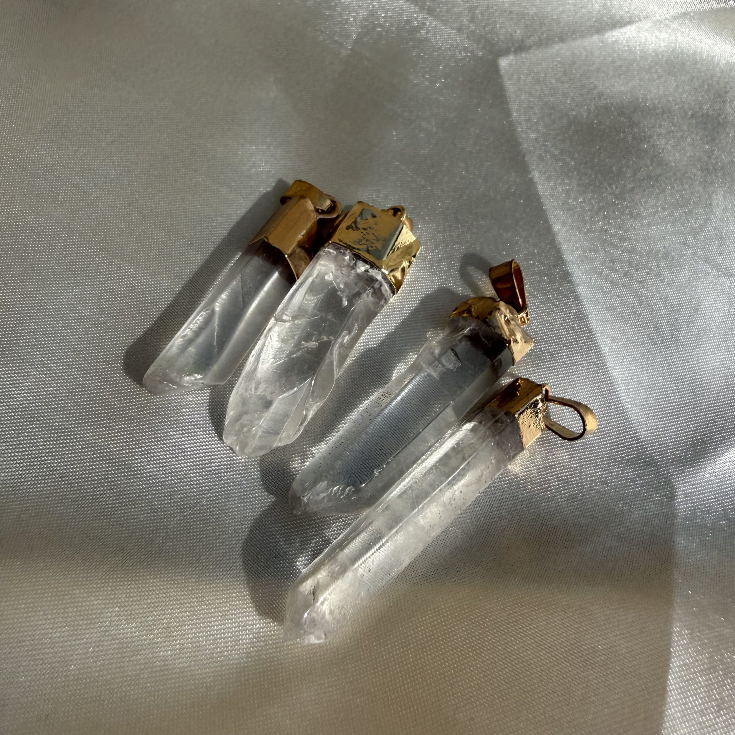 Clear Quartz Pendant - Gold