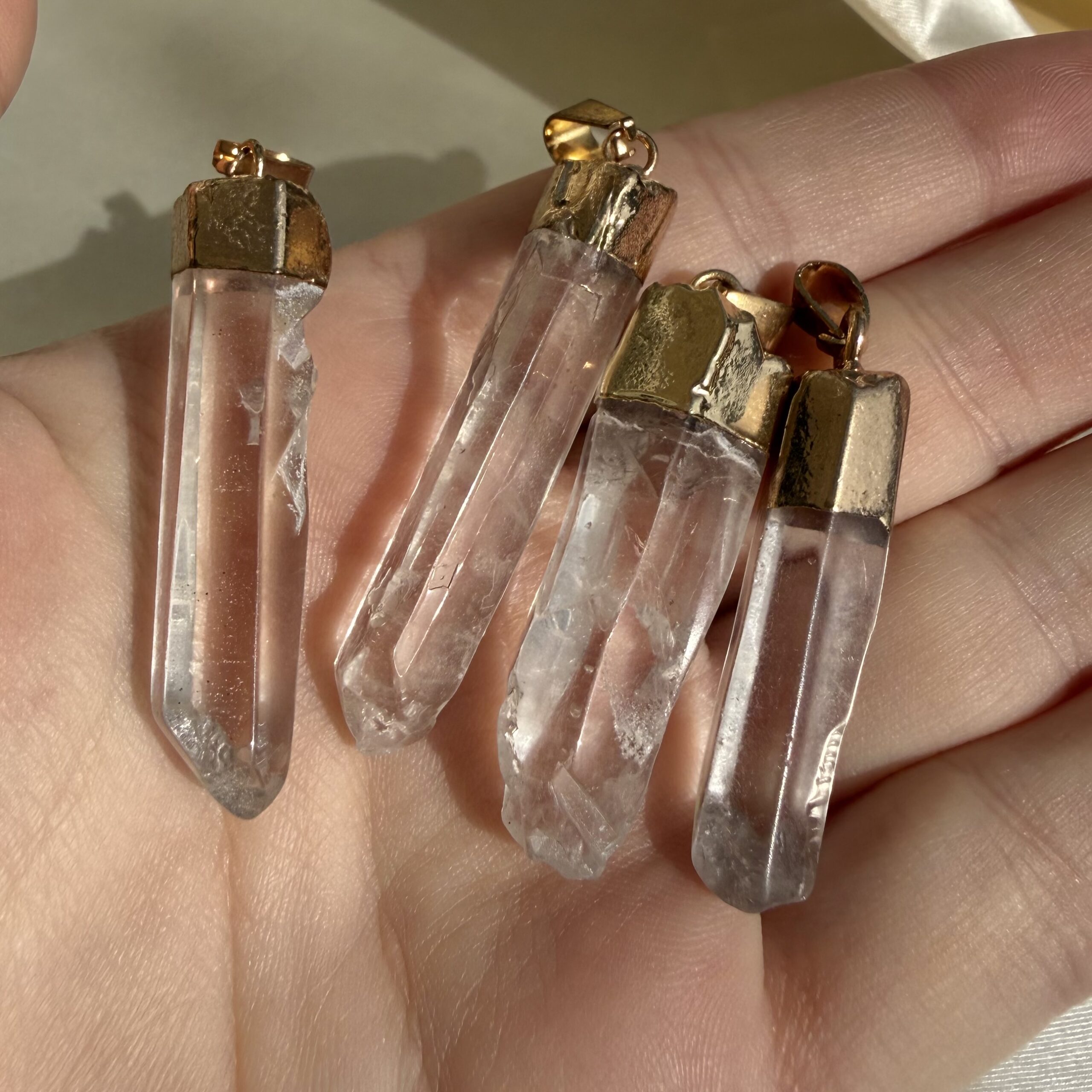 Clear Quartz Pendant - Gold - Image 2