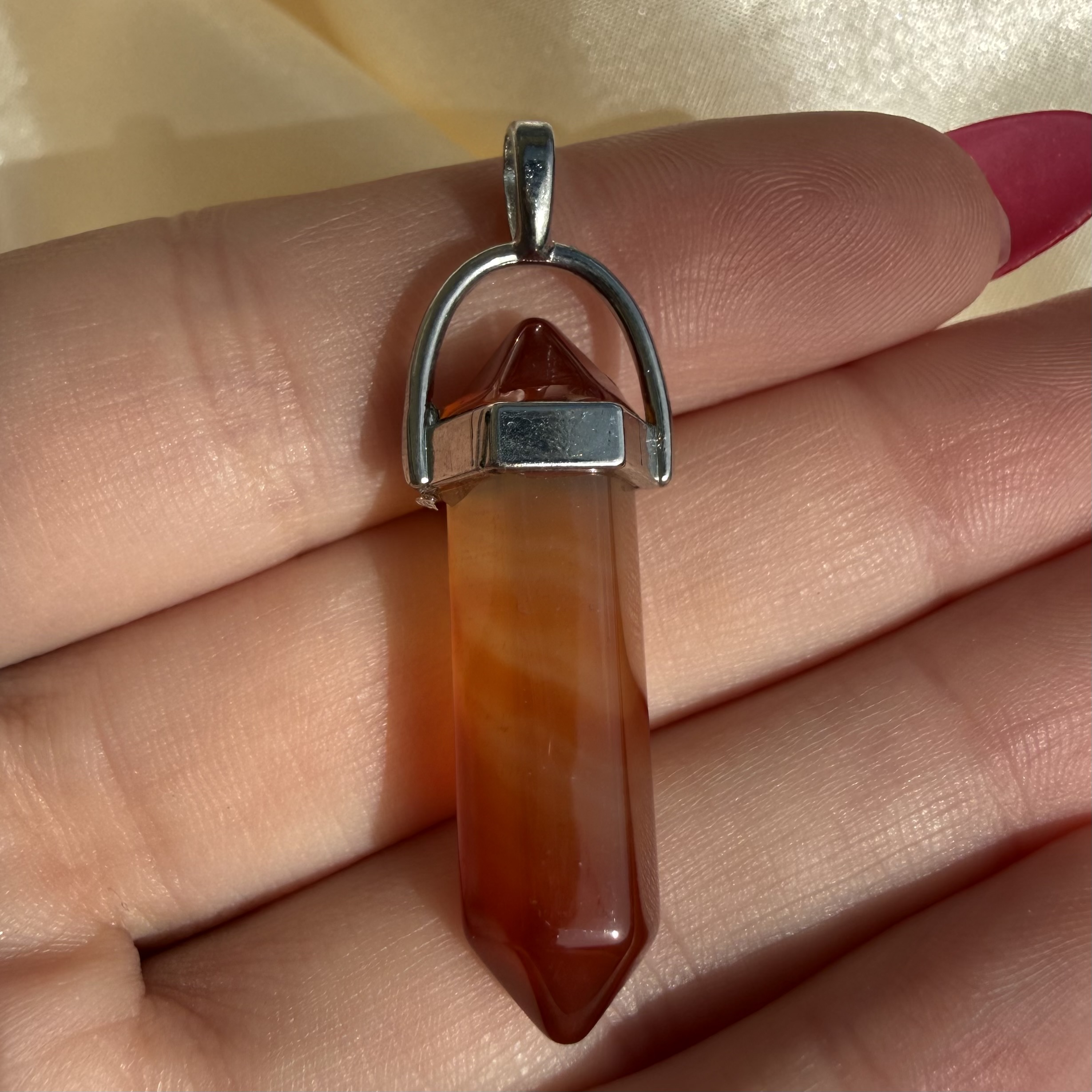 Carnelian Point Pendant Silver - Image 2