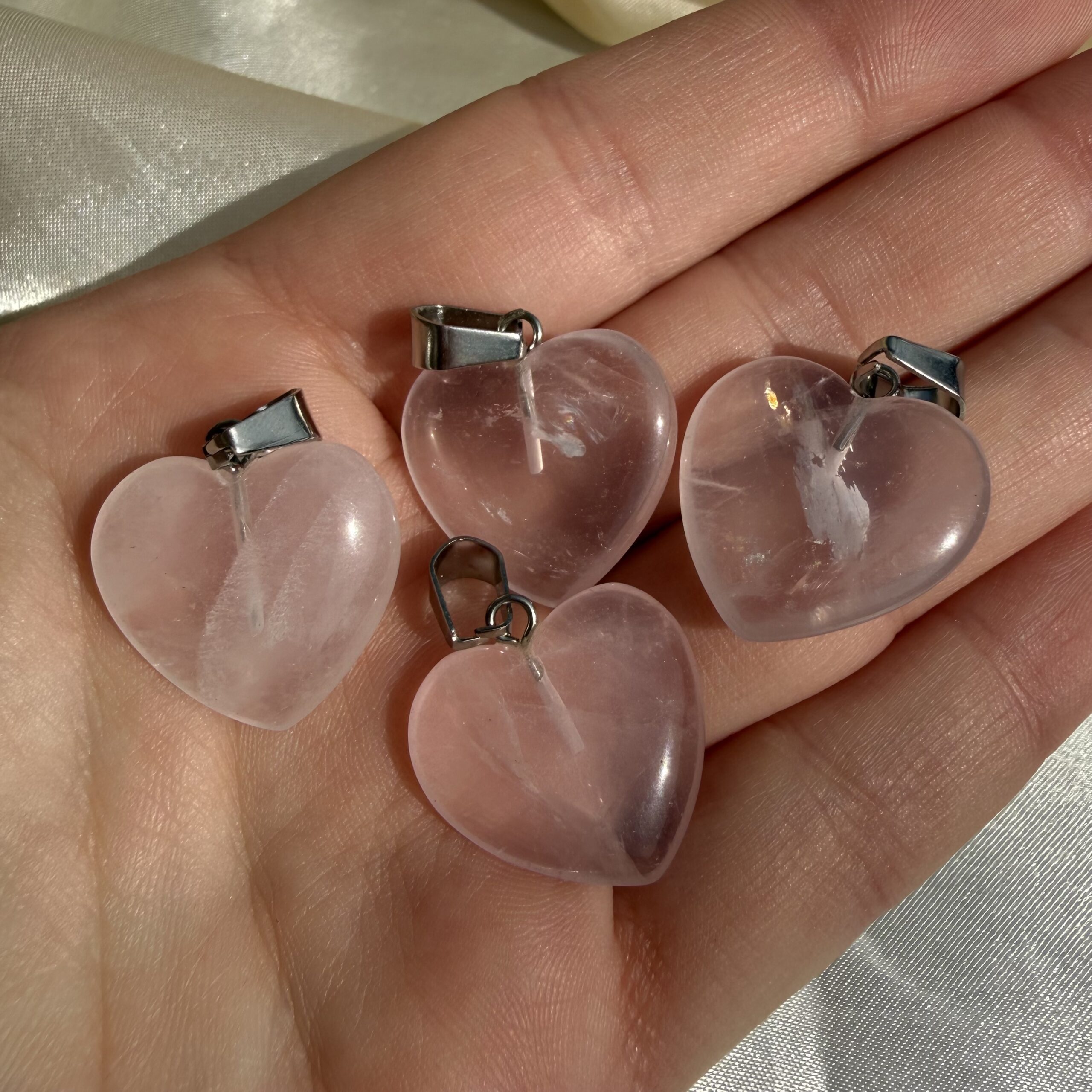 Super Gemmy Rose Quartz Heart Pendant