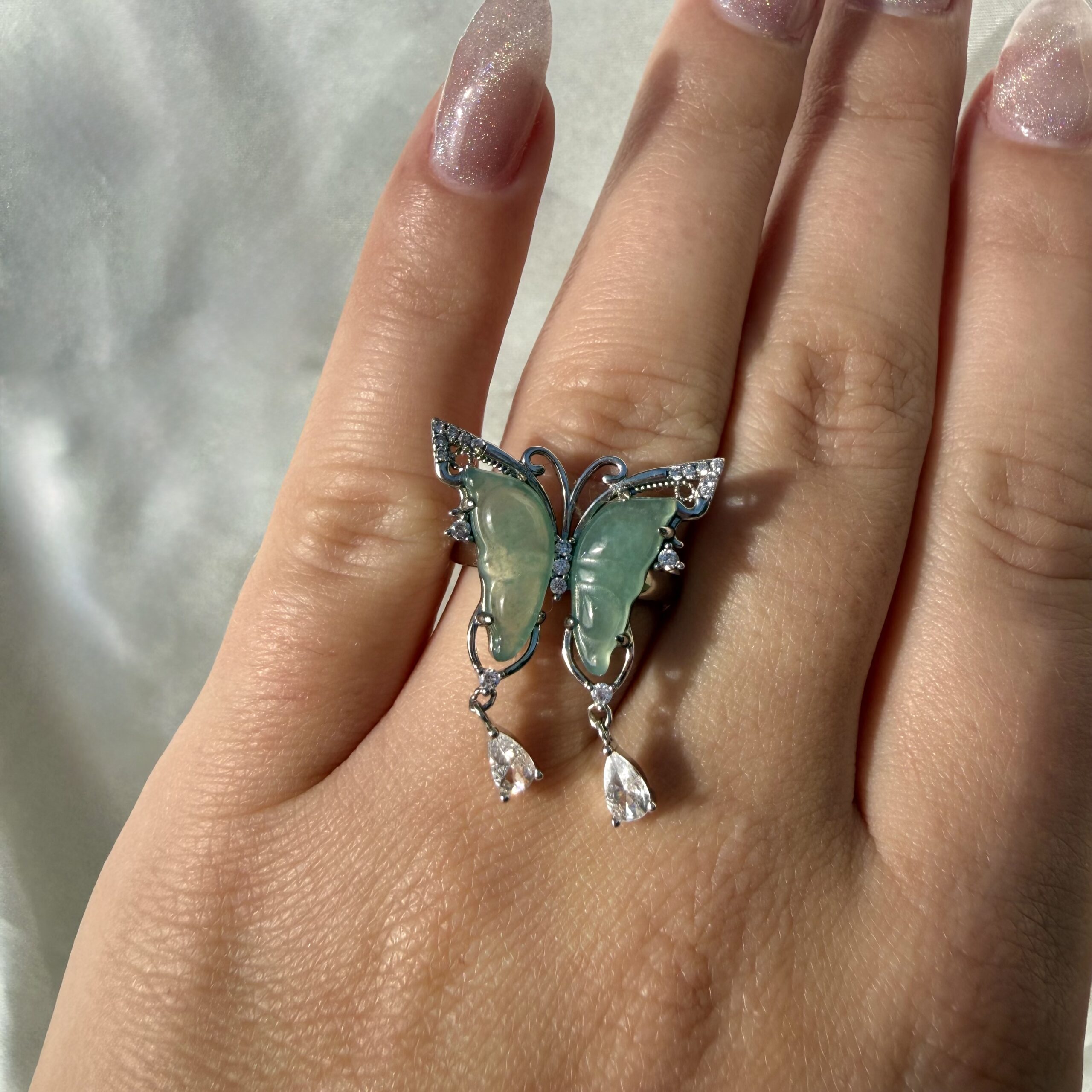 Statement Jade Butterfly Ring - Image 3