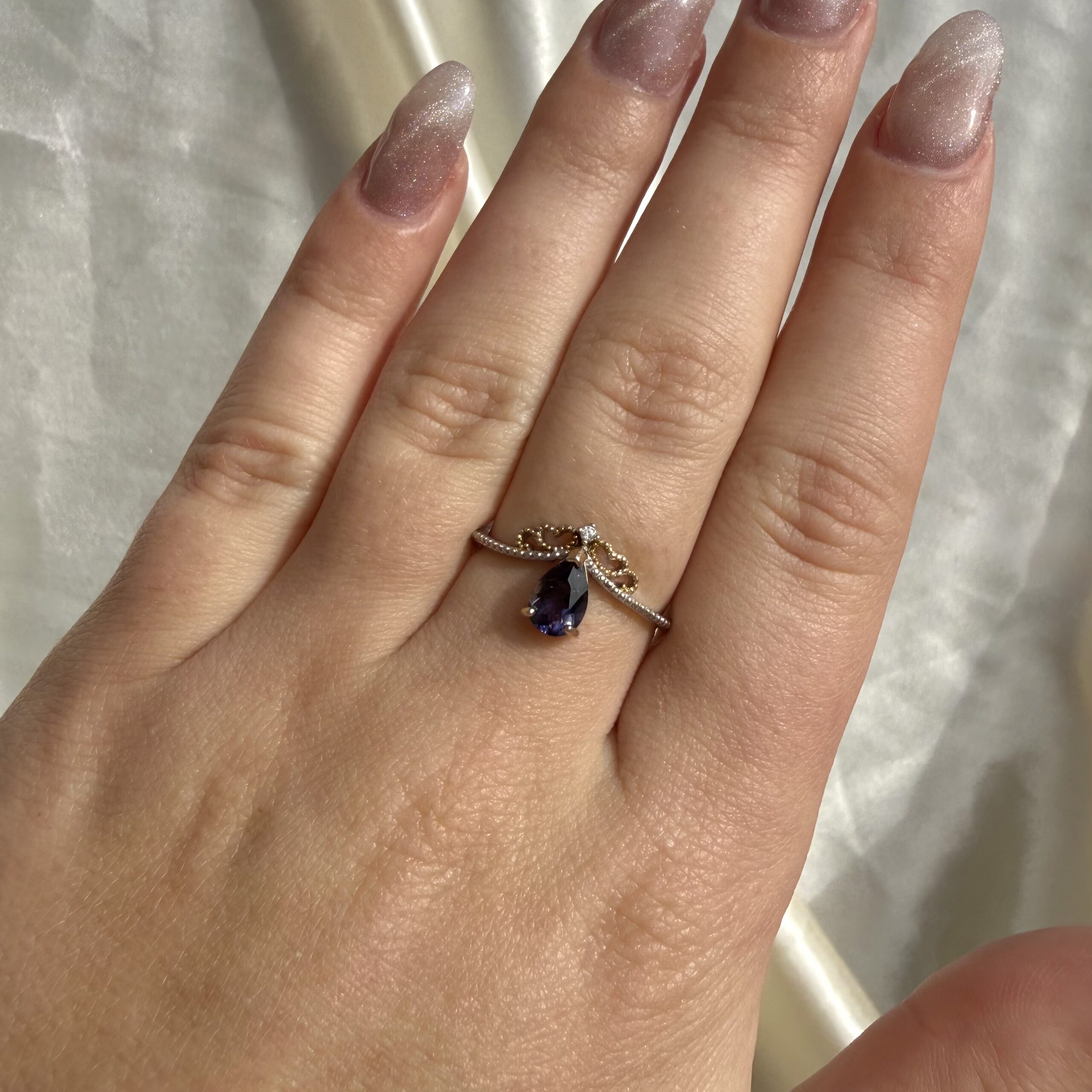 Water Sapphire / iolite Crown Ring - Image 2