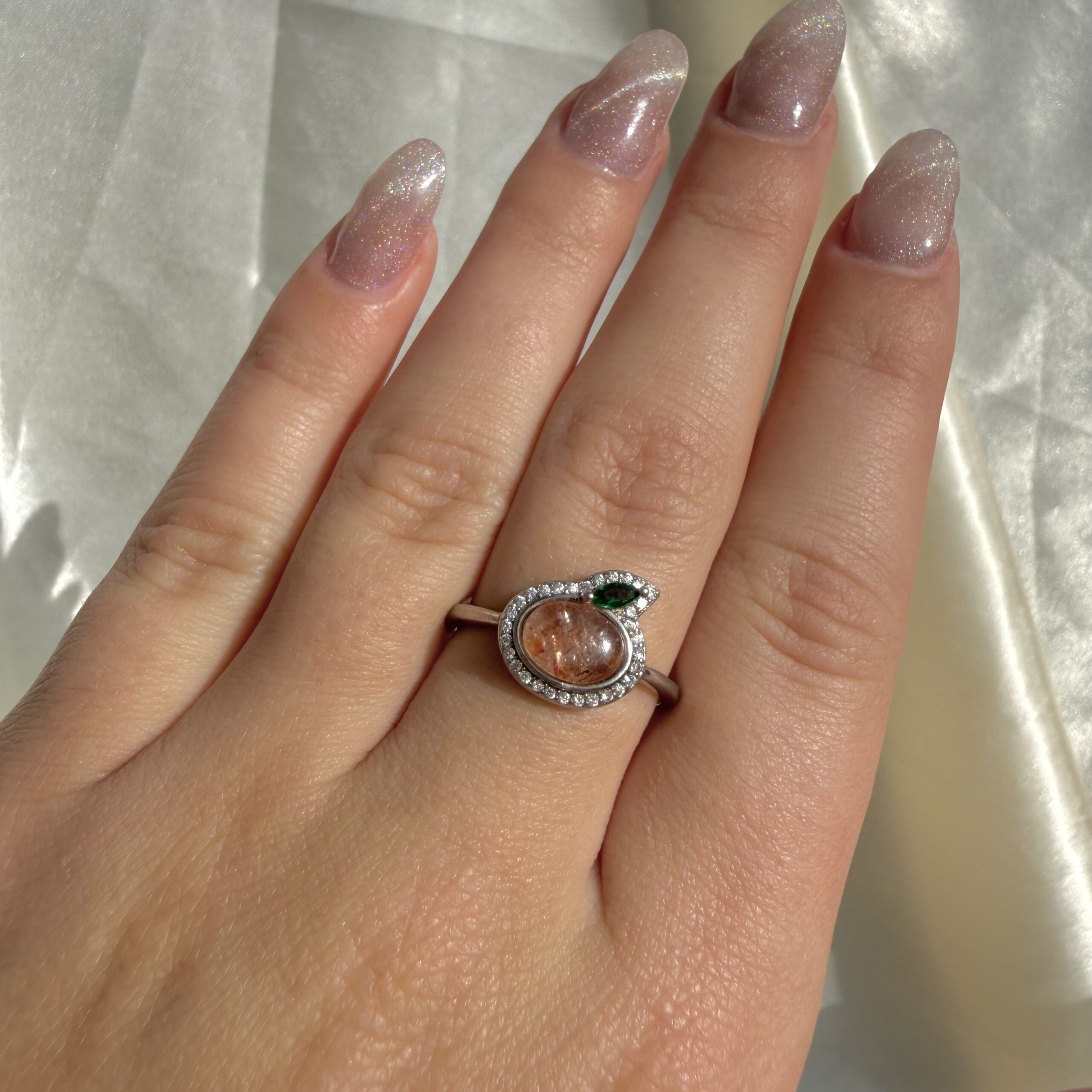 Confetti Sunstone & Diopside ring