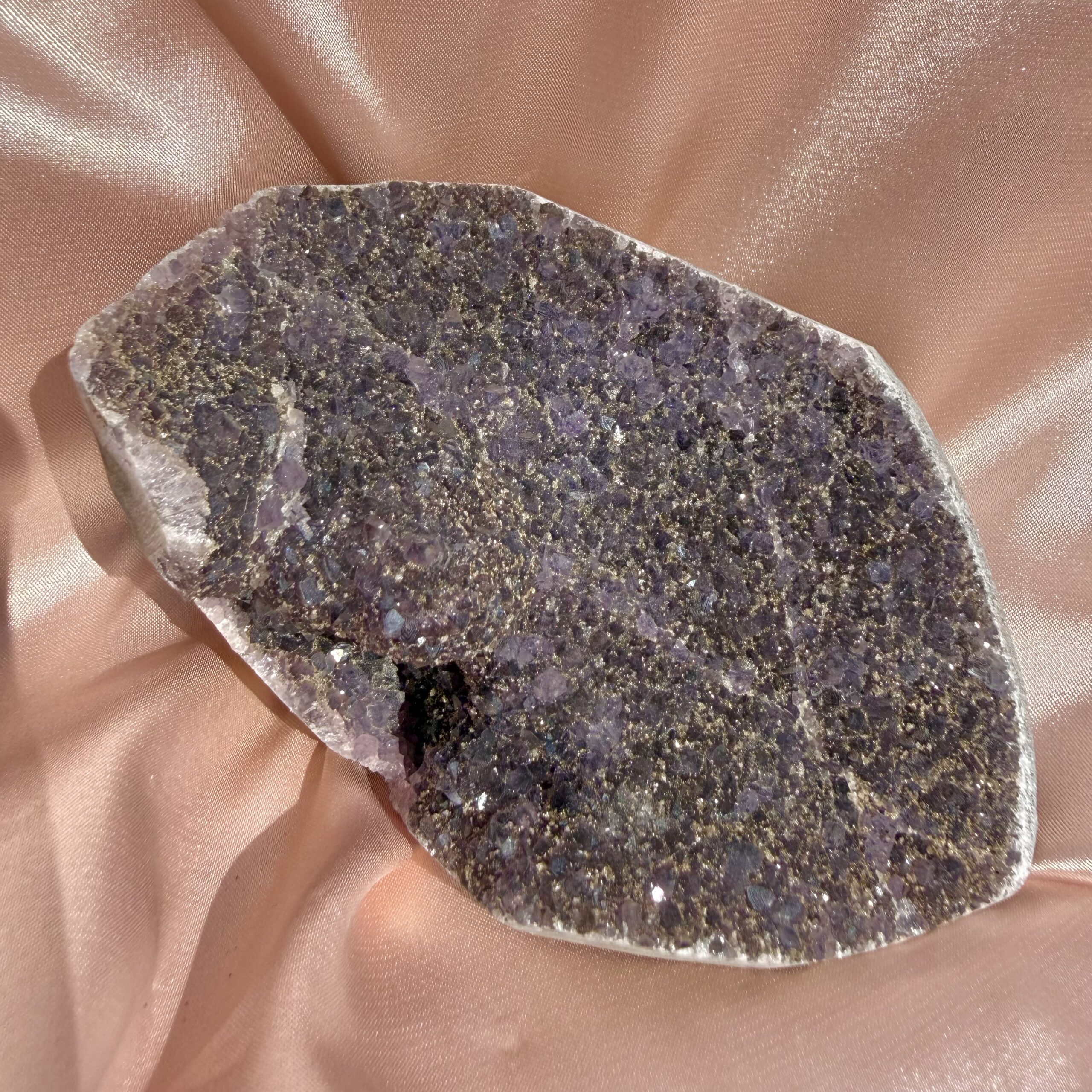 ✨ Sparkling Amethyst Druzy with Golden Inclusions ✨  Botryoidal Formation – Rare Collector’s Piece
