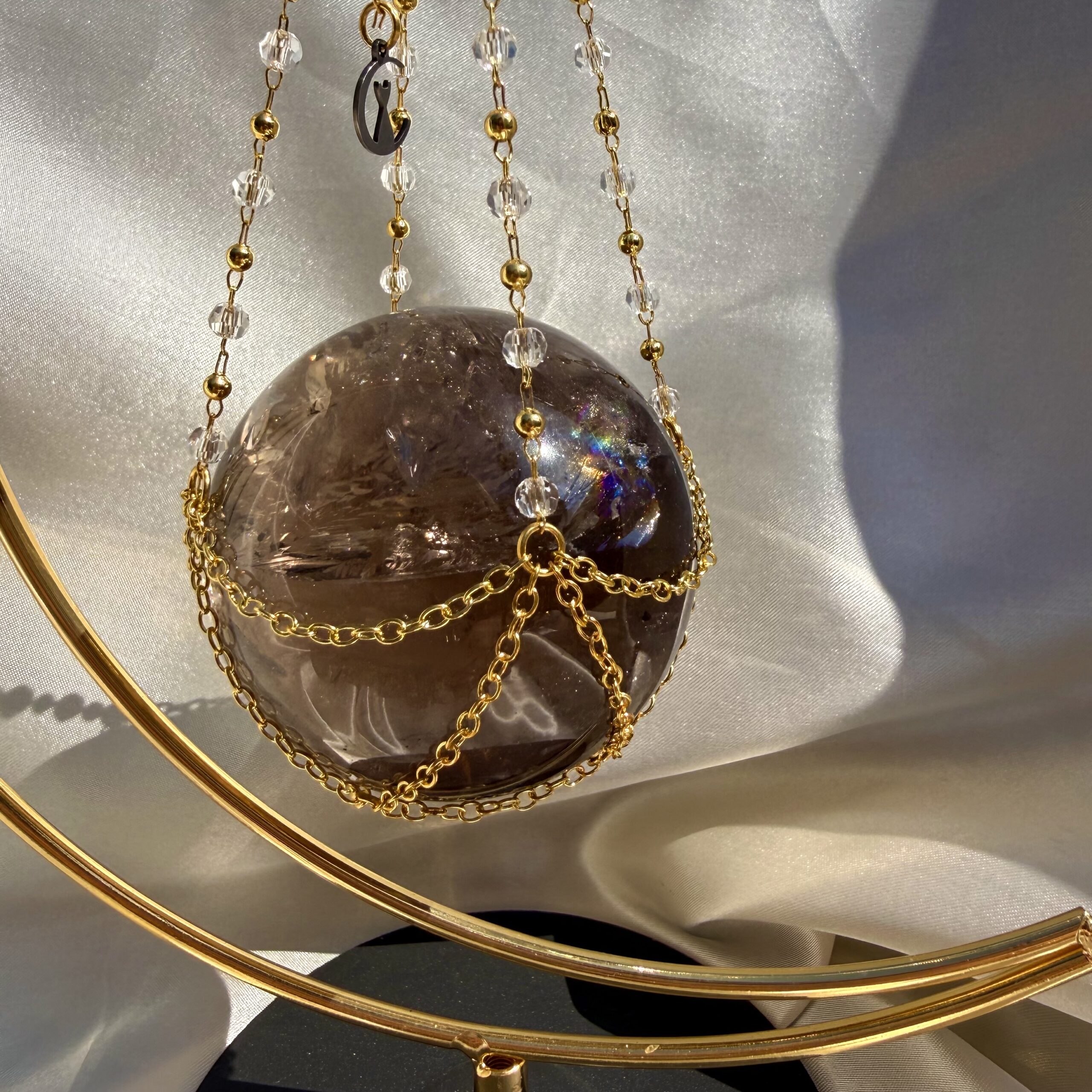 ✨ Deep Smokey Citrine Sphere in Moon holder ✨ - Image 3